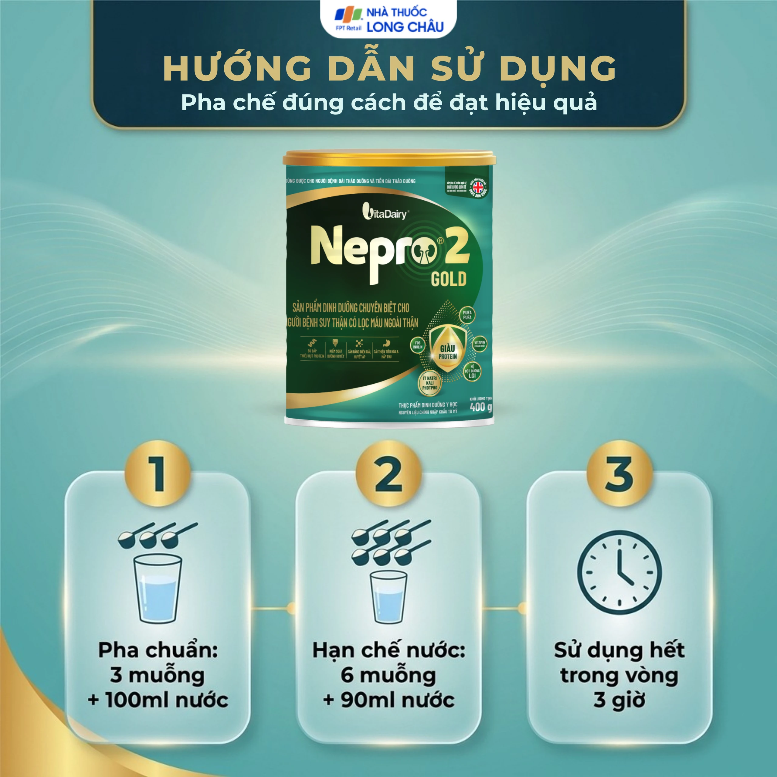 Sữa bổ sung dinh dưỡng người bệnh suy thận Nepro 2 Gold (400g) 5