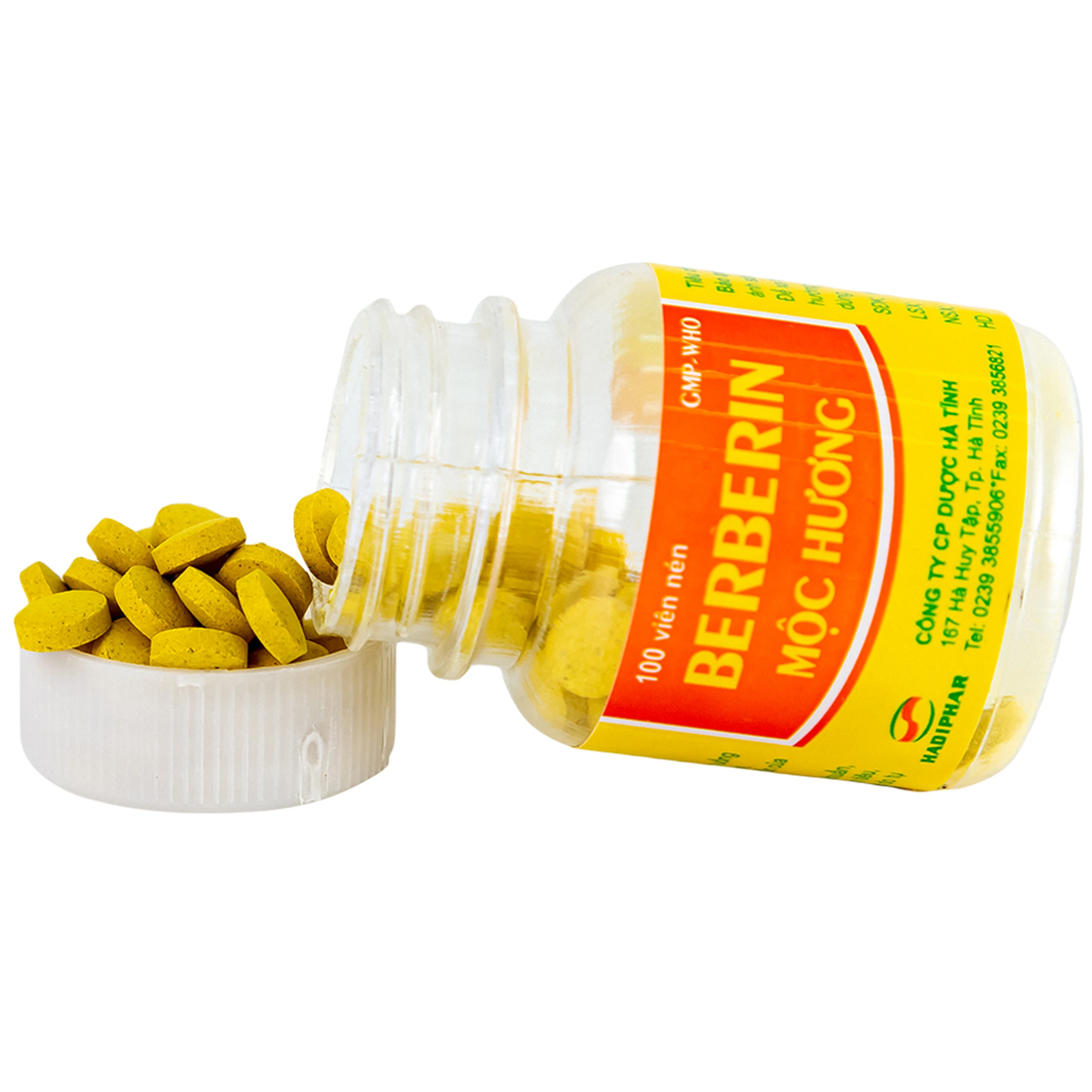 Thuốc Berberin Mộc Hương Hadiphar điều trị lỵ trực khuẩn, hội chứng lỵ (100 viên)