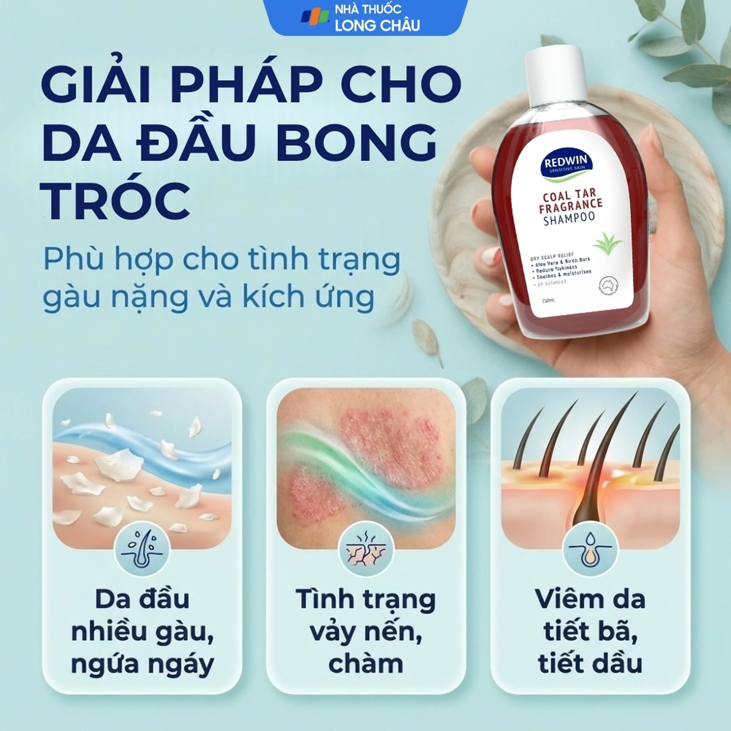 Dầu gội sạch gàu, giảm nhờn Redwin Coal Tar Fragrance Shampoo 250ml 4