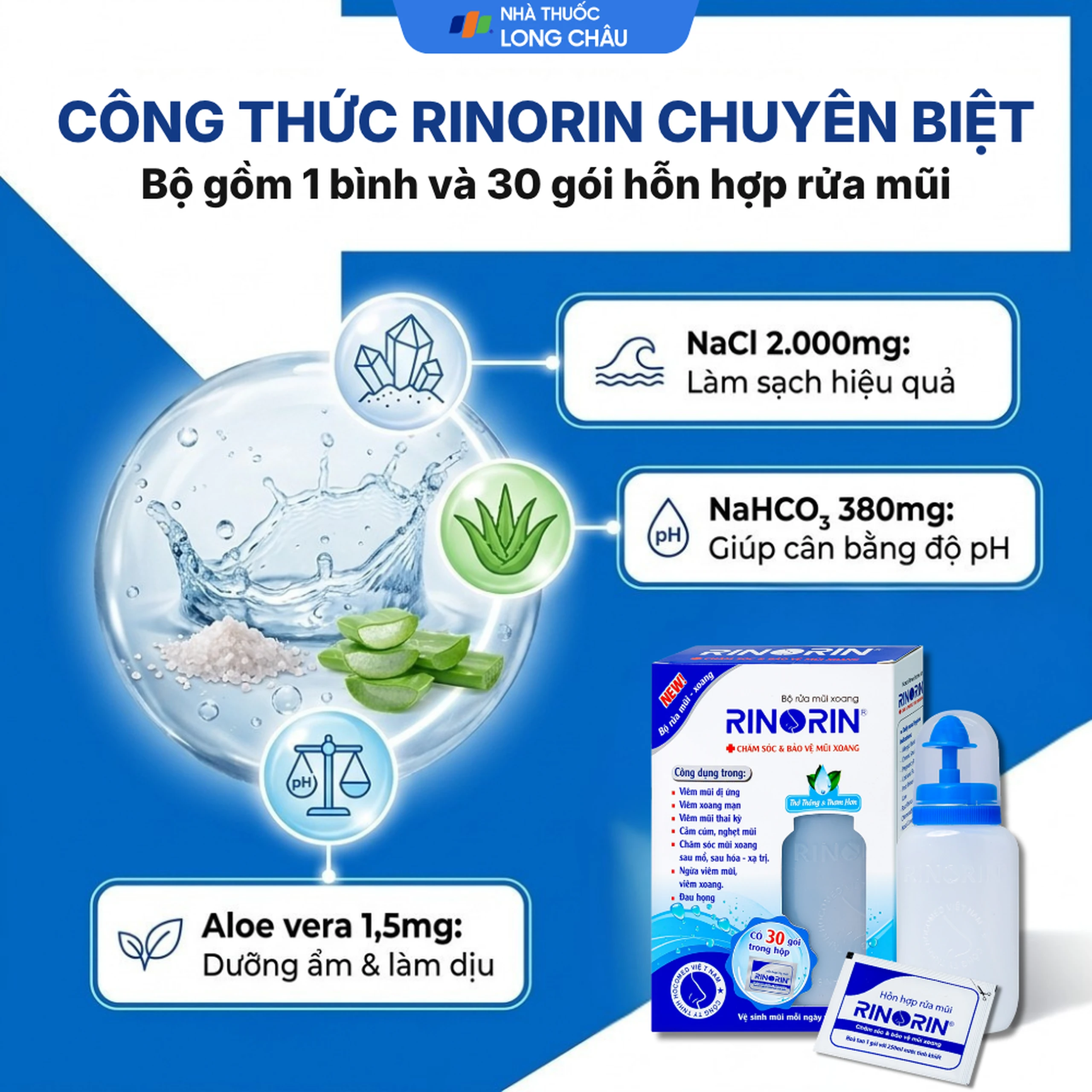 Bộ rửa mũi Rinorin (1 bình x 30 gói) chăm sóc và bảo vệ mũi xoang, viêm mũi dị ứng 3