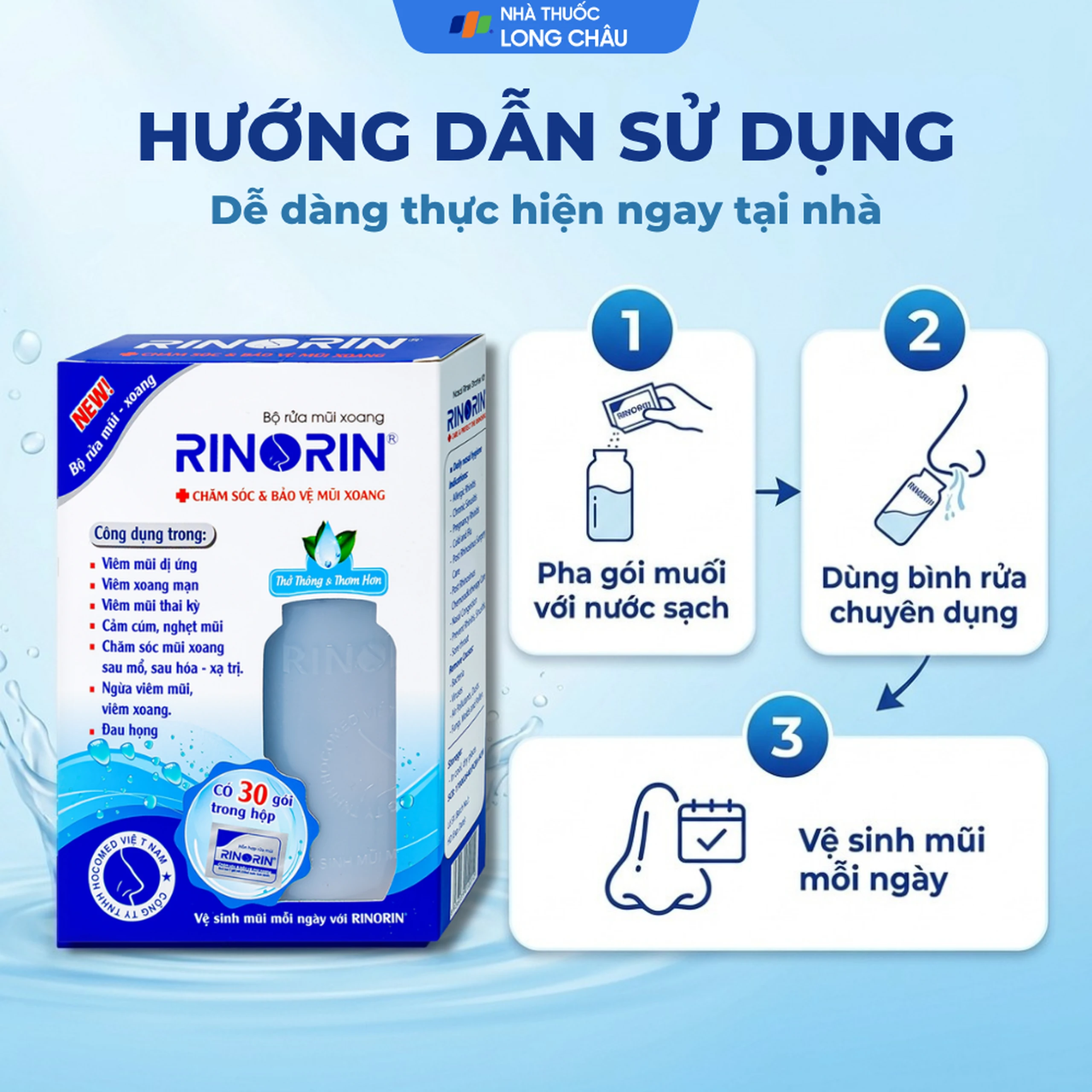 Bộ rửa mũi Rinorin (1 bình x 30 gói) chăm sóc và bảo vệ mũi xoang, viêm mũi dị ứng 5
