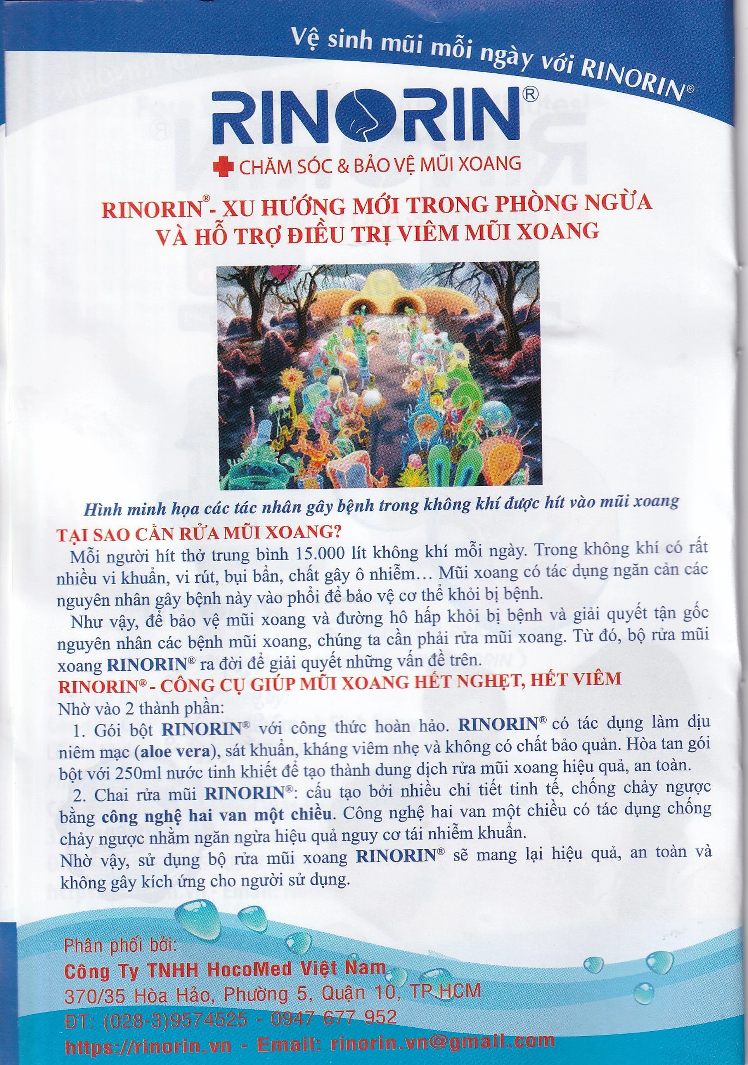 Bộ rửa mũi Rinorin (1 bình x 30 gói) chăm sóc và bảo vệ mũi xoang, viêm mũi dị ứng