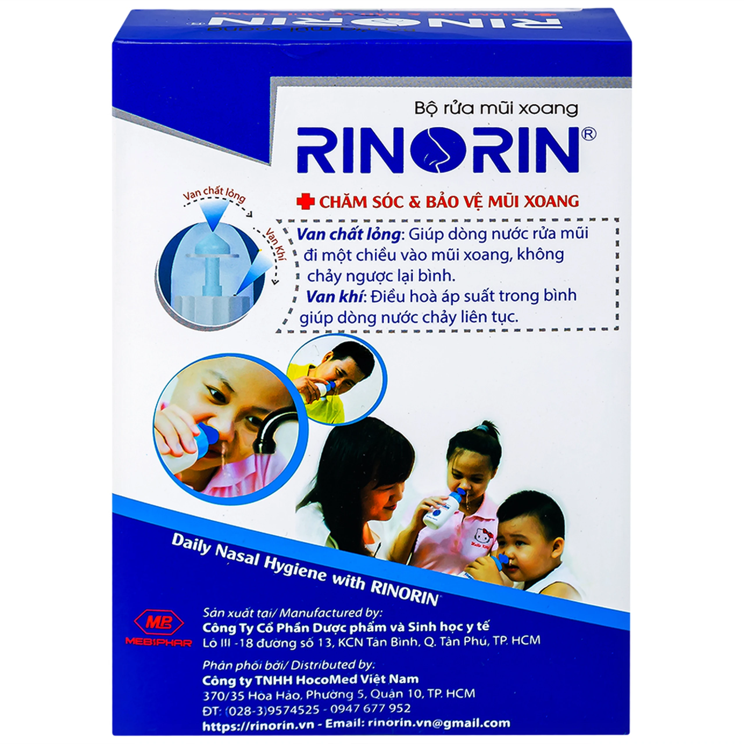 Bộ rửa mũi Rinorin (1 bình x 30 gói) chăm sóc và bảo vệ mũi xoang, viêm mũi dị ứng