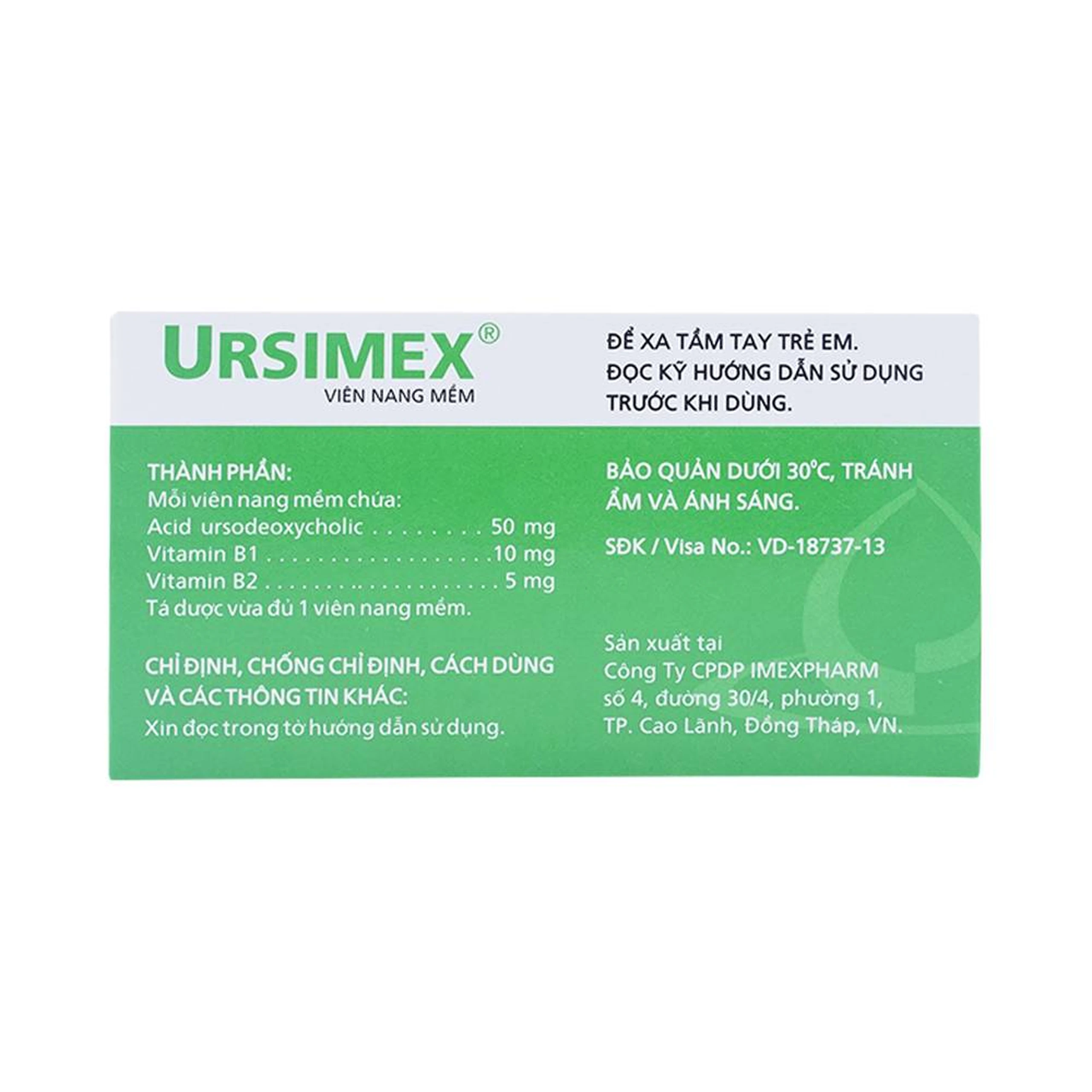 Thuốc Ursimex Imexpharm cải thiện chức năng gan (6 vỉ x 10 viên)