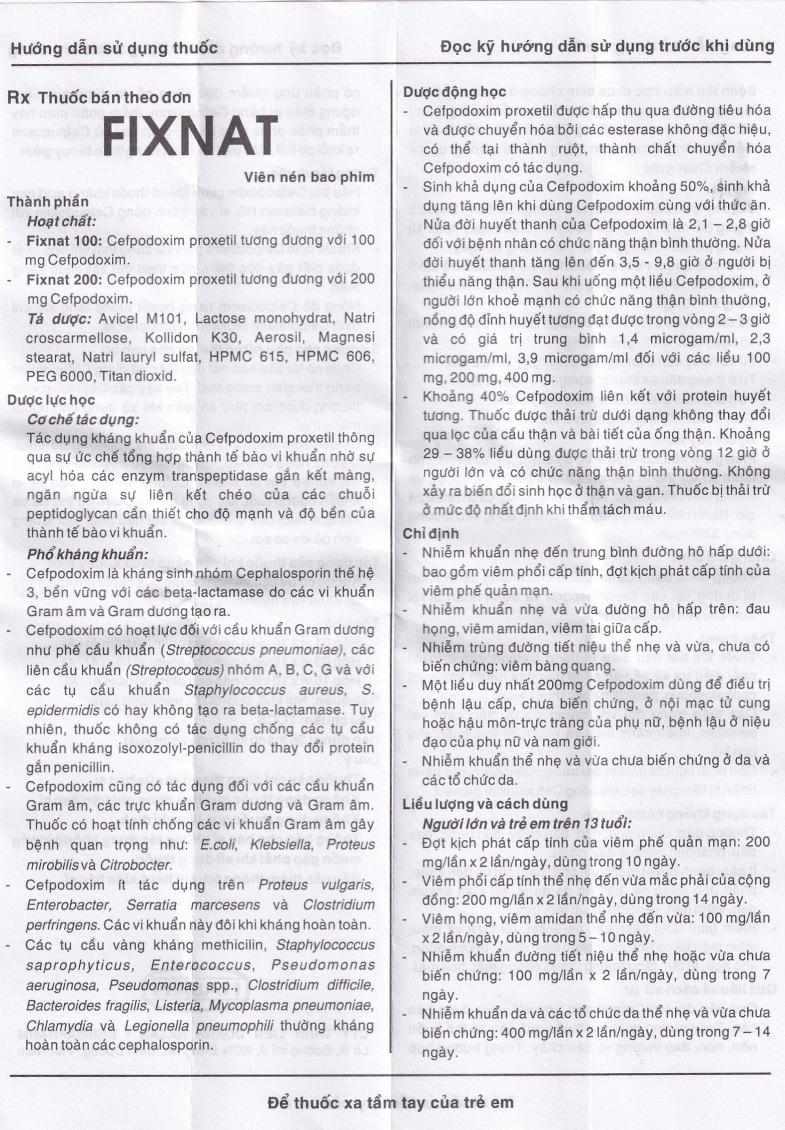 Thuốc Fixnat 100 Hasan điều trị nhiễm khuẩn (3 vỉ x 10 viên)