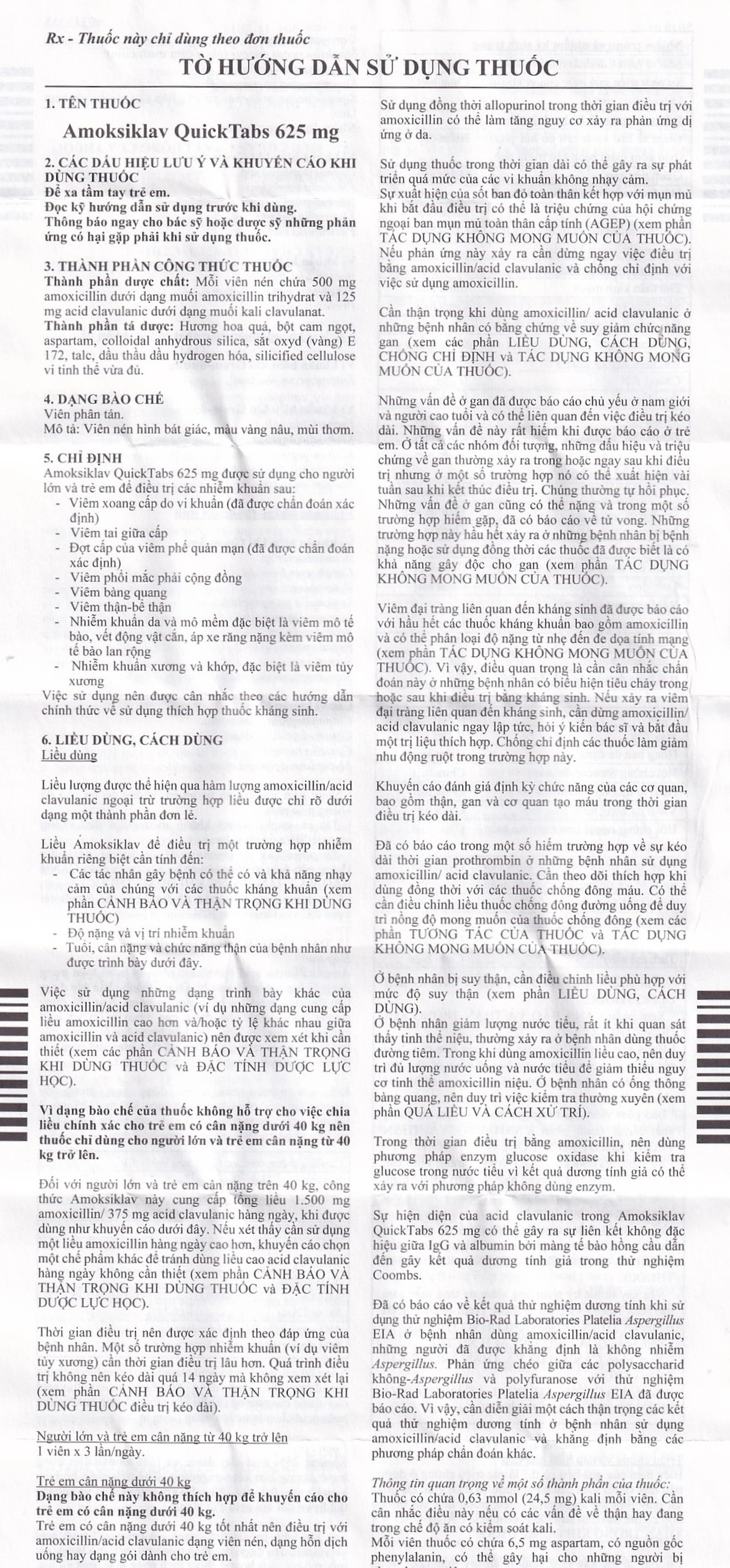 Thuốc Amoksiklav Quick Tabs 625mg Lek điều trị nhiễm khuẩn (7 vỉ x 2 viên)