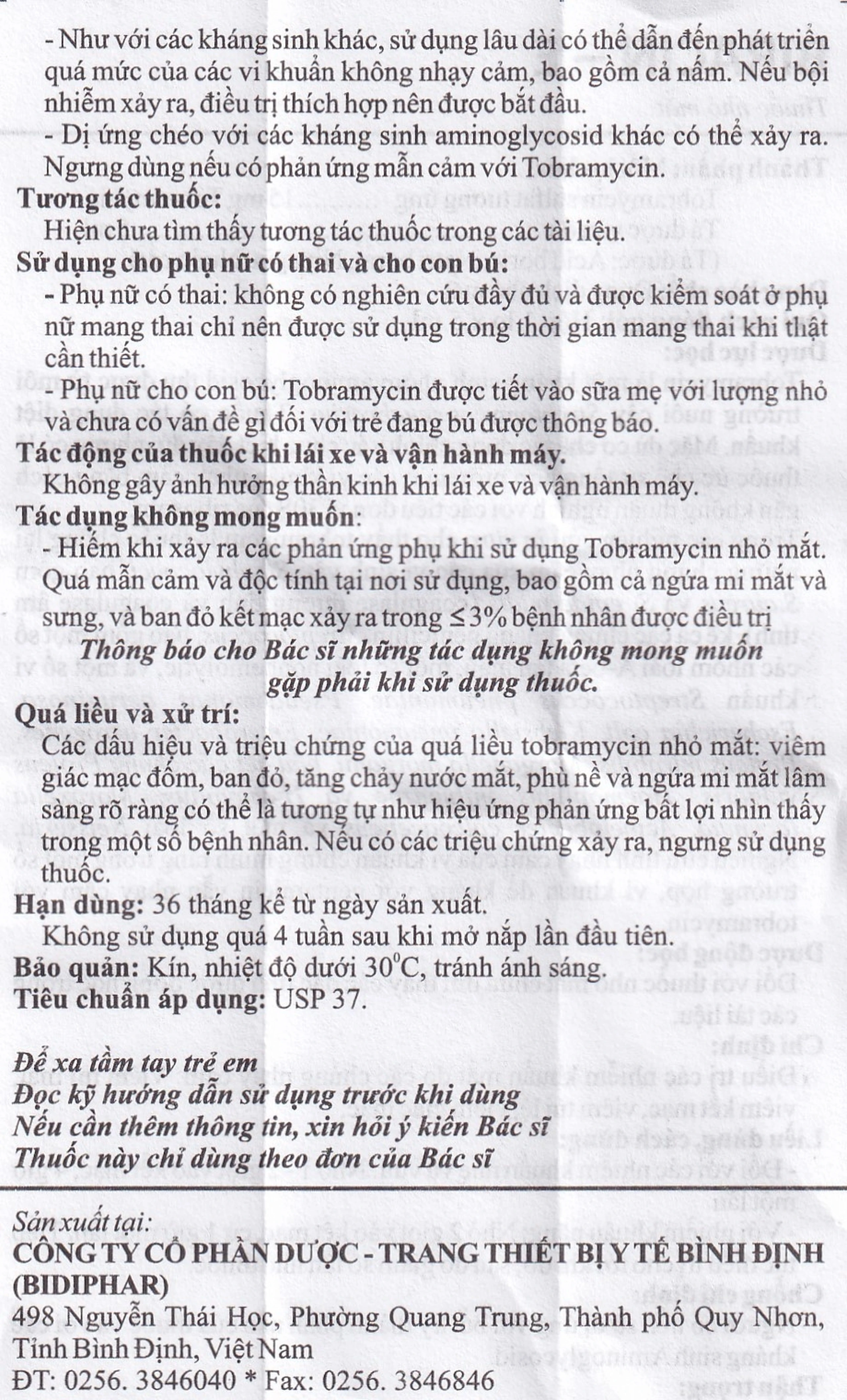 Thuốc nhỏ mắt Biracin-E Bidiphar điều trị các nhiễm khuẩn mắt do các chủng nhạy cảm (5ml)