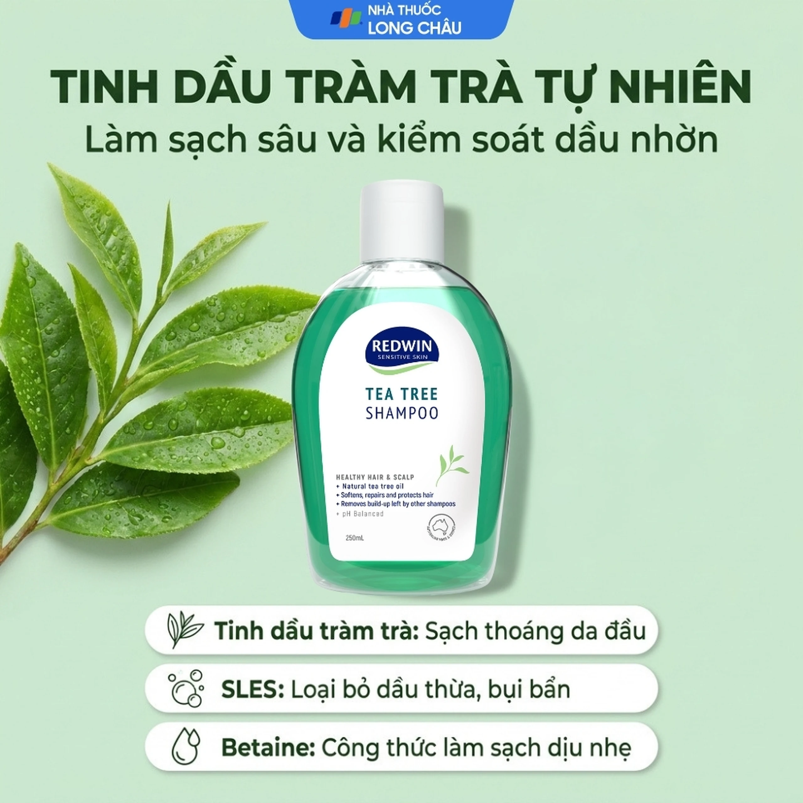 Dầu gội sạch gàu Redwin Tea Tree Shampoo Hair Revitaliser 250ml 3