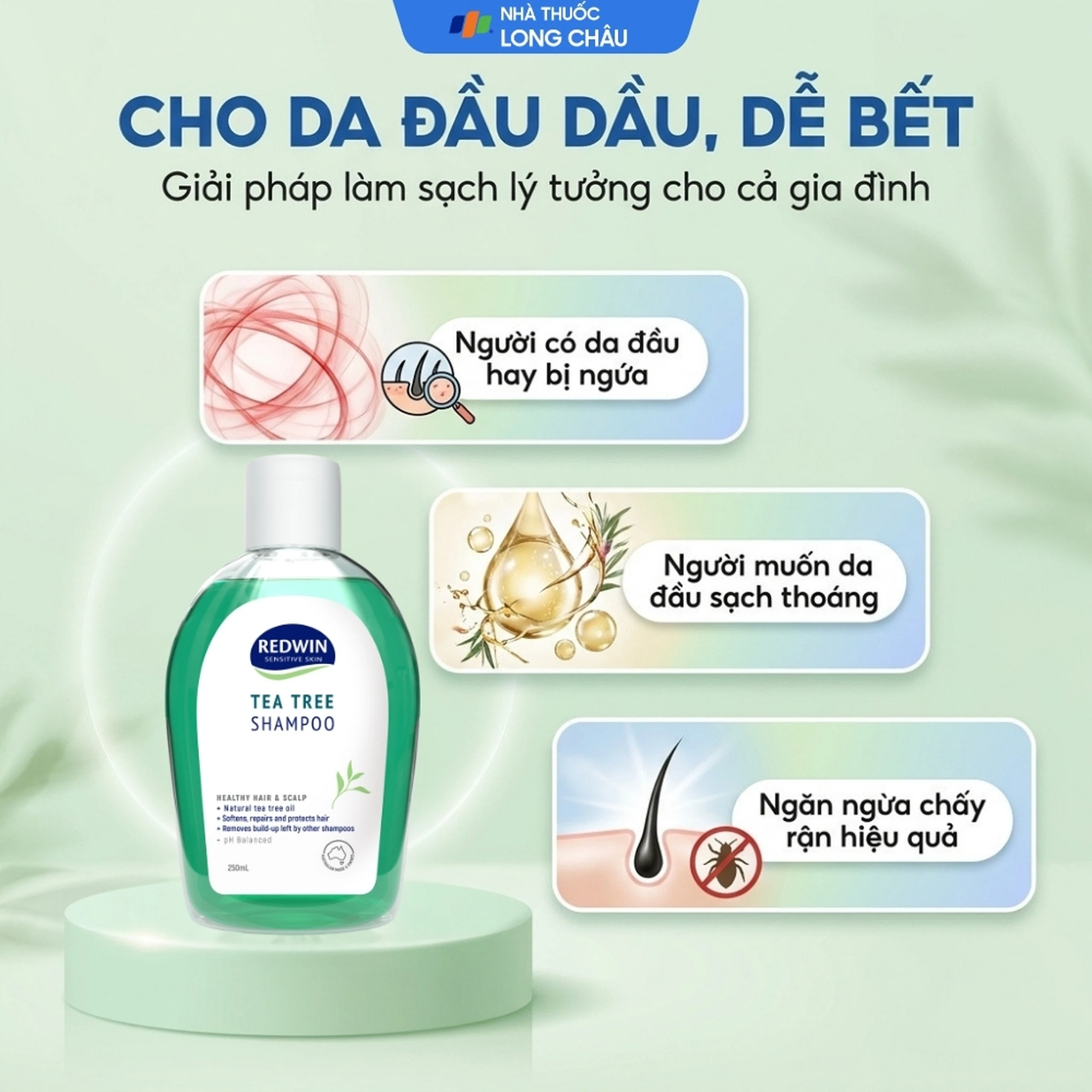 Dầu gội sạch gàu Redwin Tea Tree Shampoo Hair Revitaliser 250ml 4