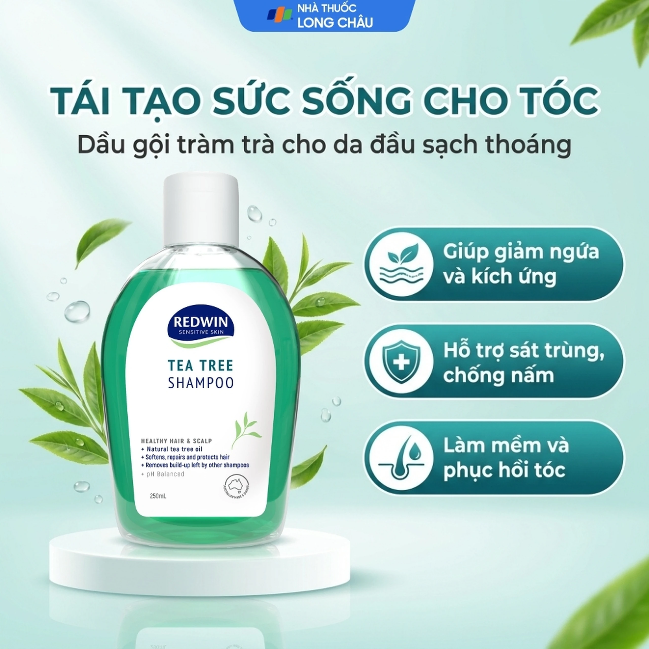Dầu gội sạch gàu Redwin Tea Tree Shampoo Hair Revitaliser 250ml 2