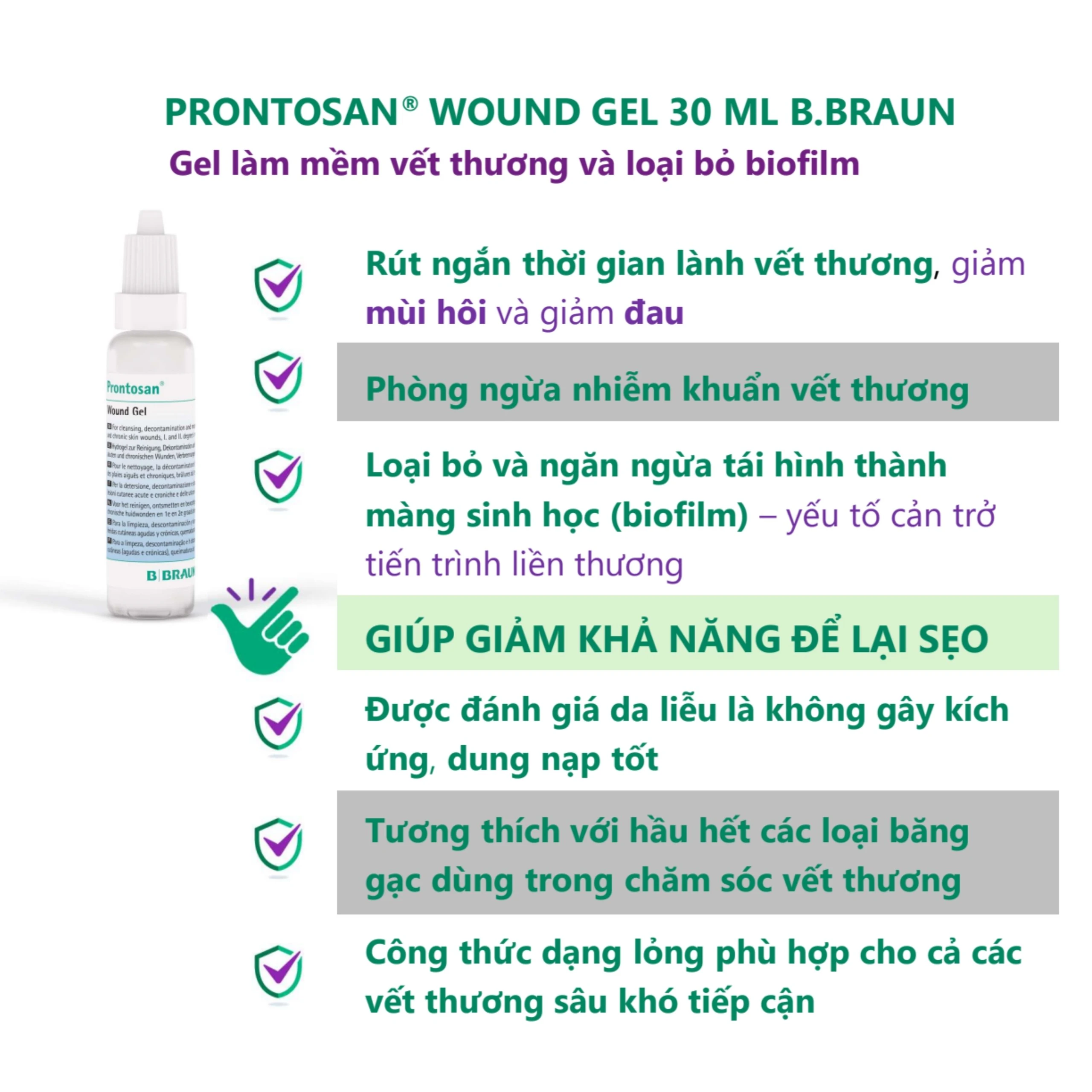 Dung dịch làm mềm vết thương Prontosan Wound-gel Braun 30ml