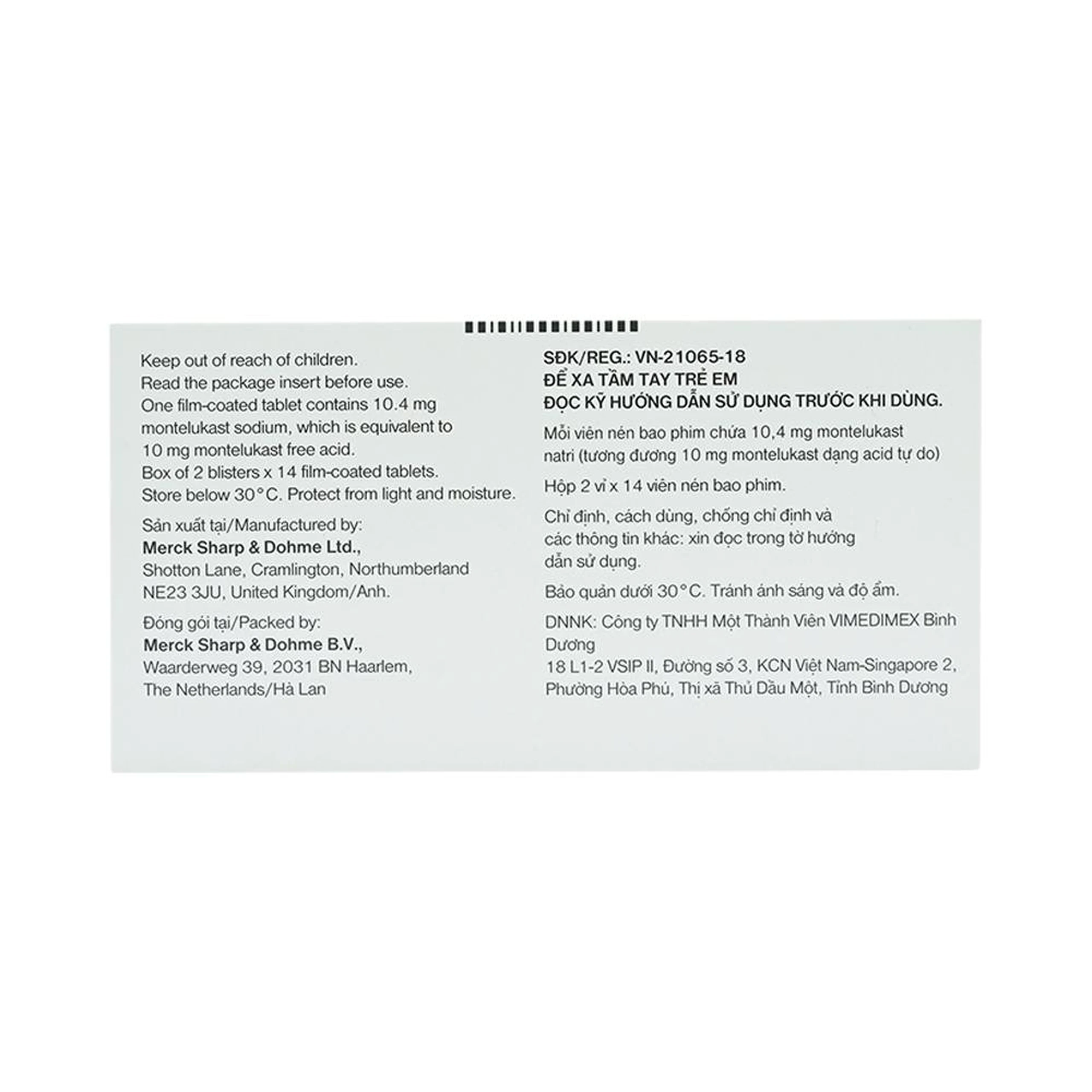 Thuốc Singulair 10mg MSD điều trị hen phế quản mạn tính (2 vỉ x 14 viên)