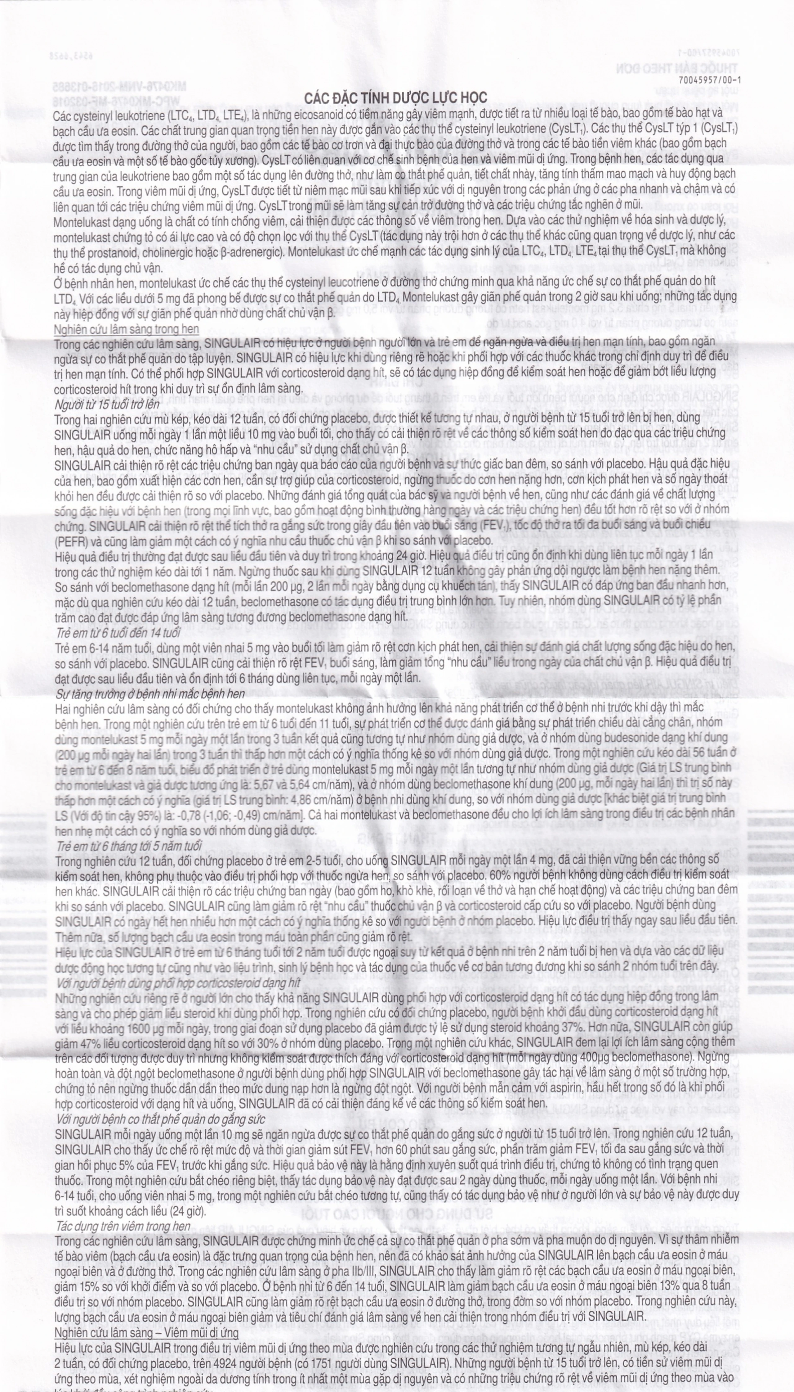 Viên nhai Singulair 5mg MSD điều trị hen phế quản mạn tính (2 vỉ x 14 viên) 
