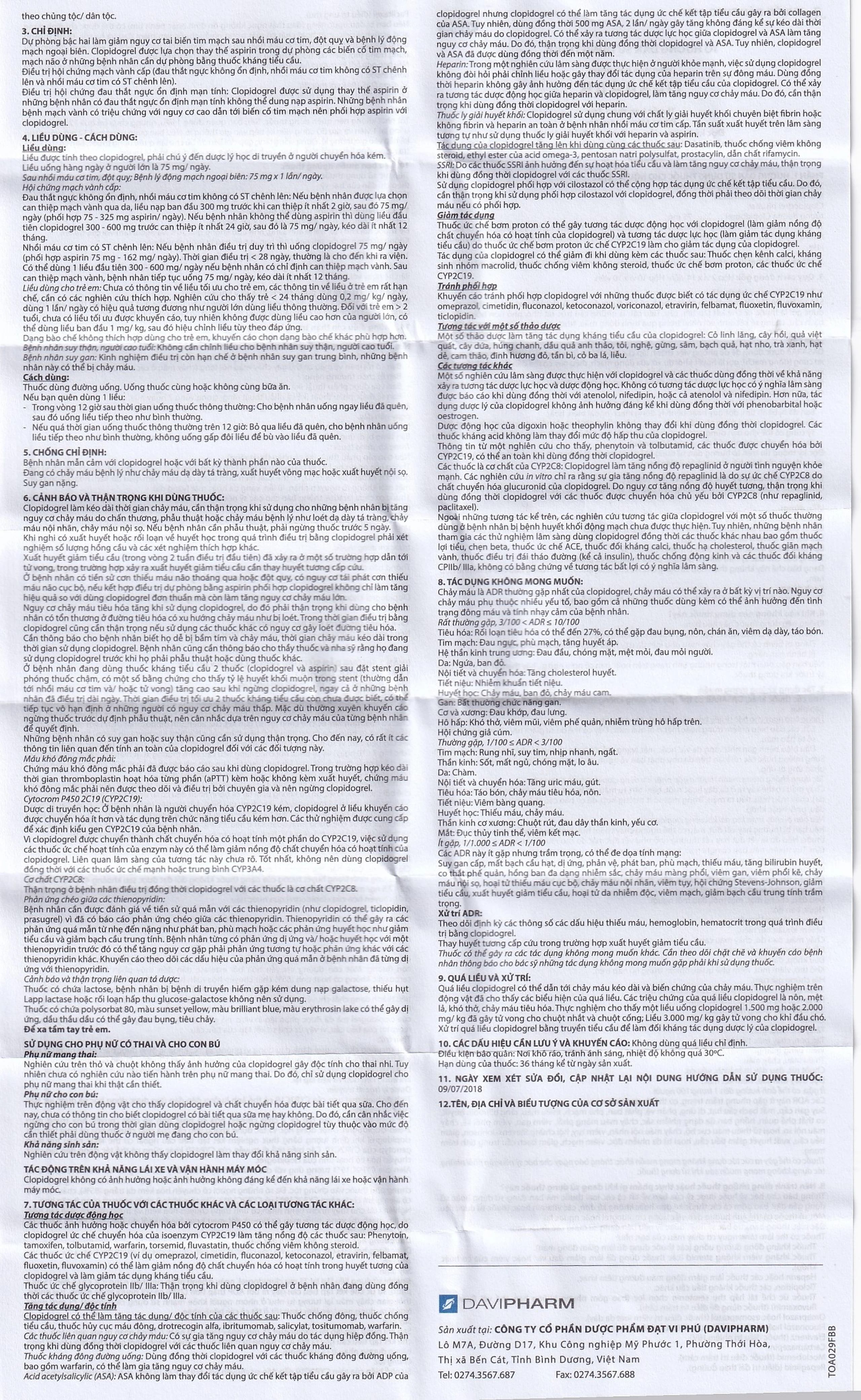 Thuốc Dasarab 75mg Davi Pharm điều trị hội chứng mạch vành cấp (2 vỉ x 14 viên)