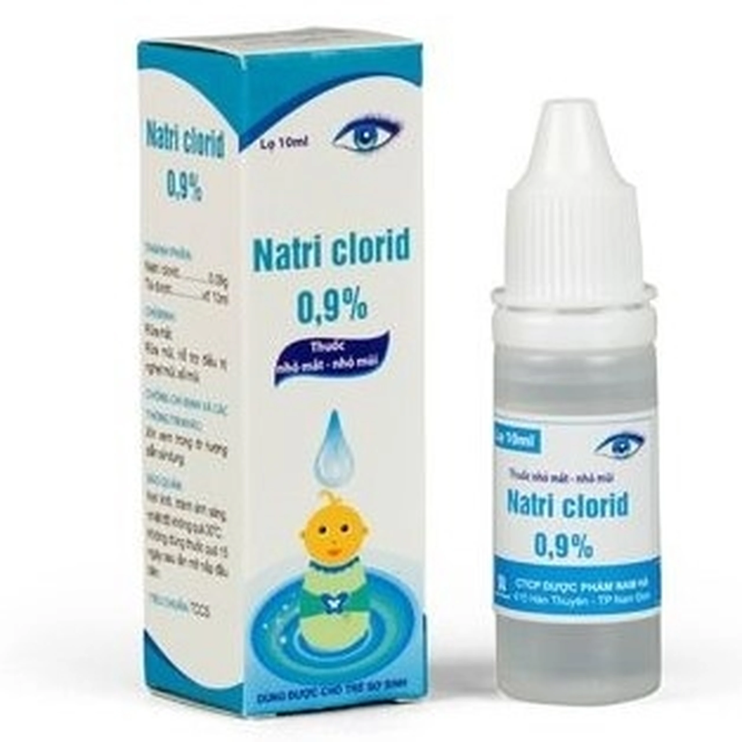 Thuốc nhỏ mắt, nhỏ mũi Natri Clorid 0,9% Nam Hà rửa mắt, mũi, phụ trị nghẹt mũi, sổ mũi (10ml)