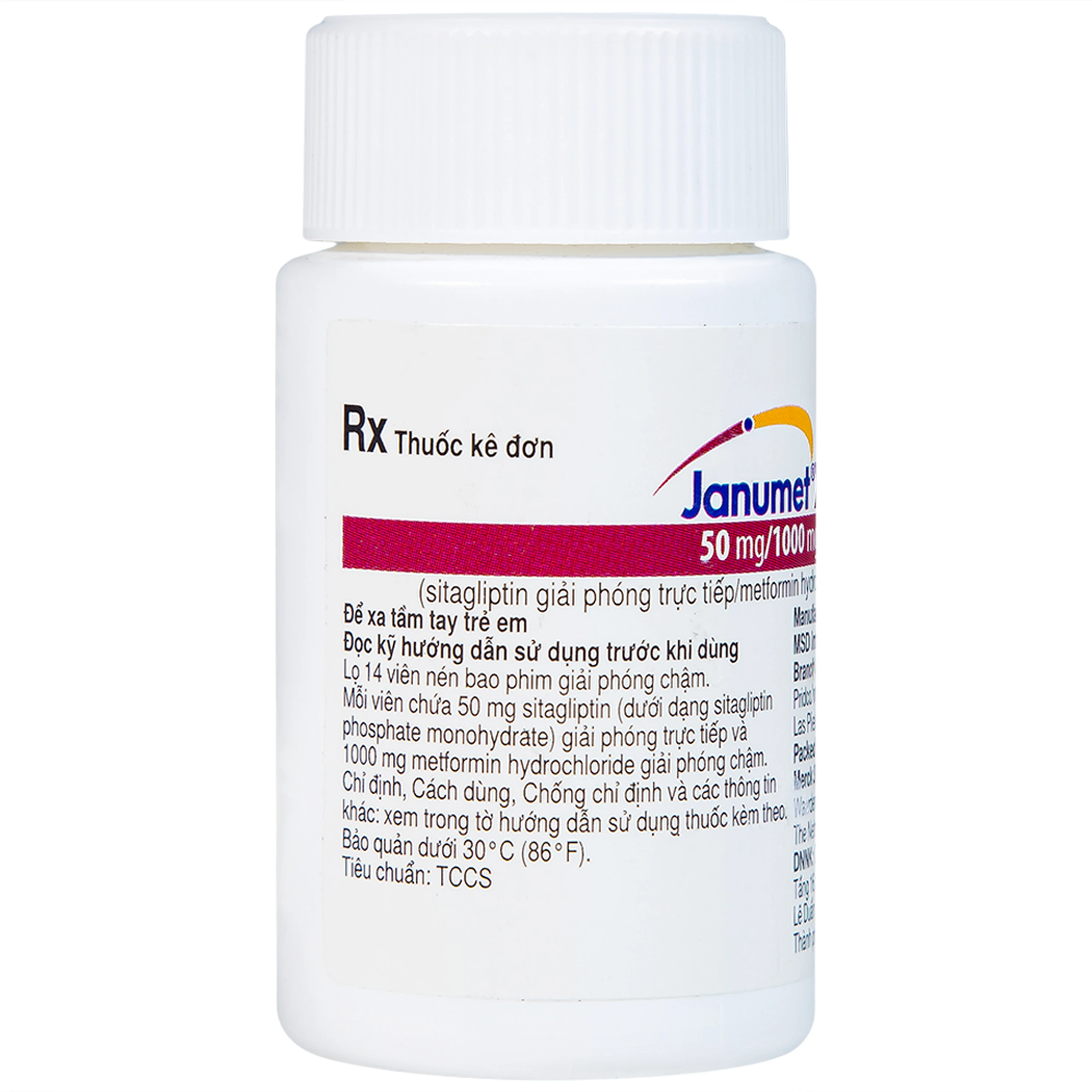 Viên nén Janumet XR 50mg/1000mg MSD điều trị đái tháo đường típ 2 (14 viên)