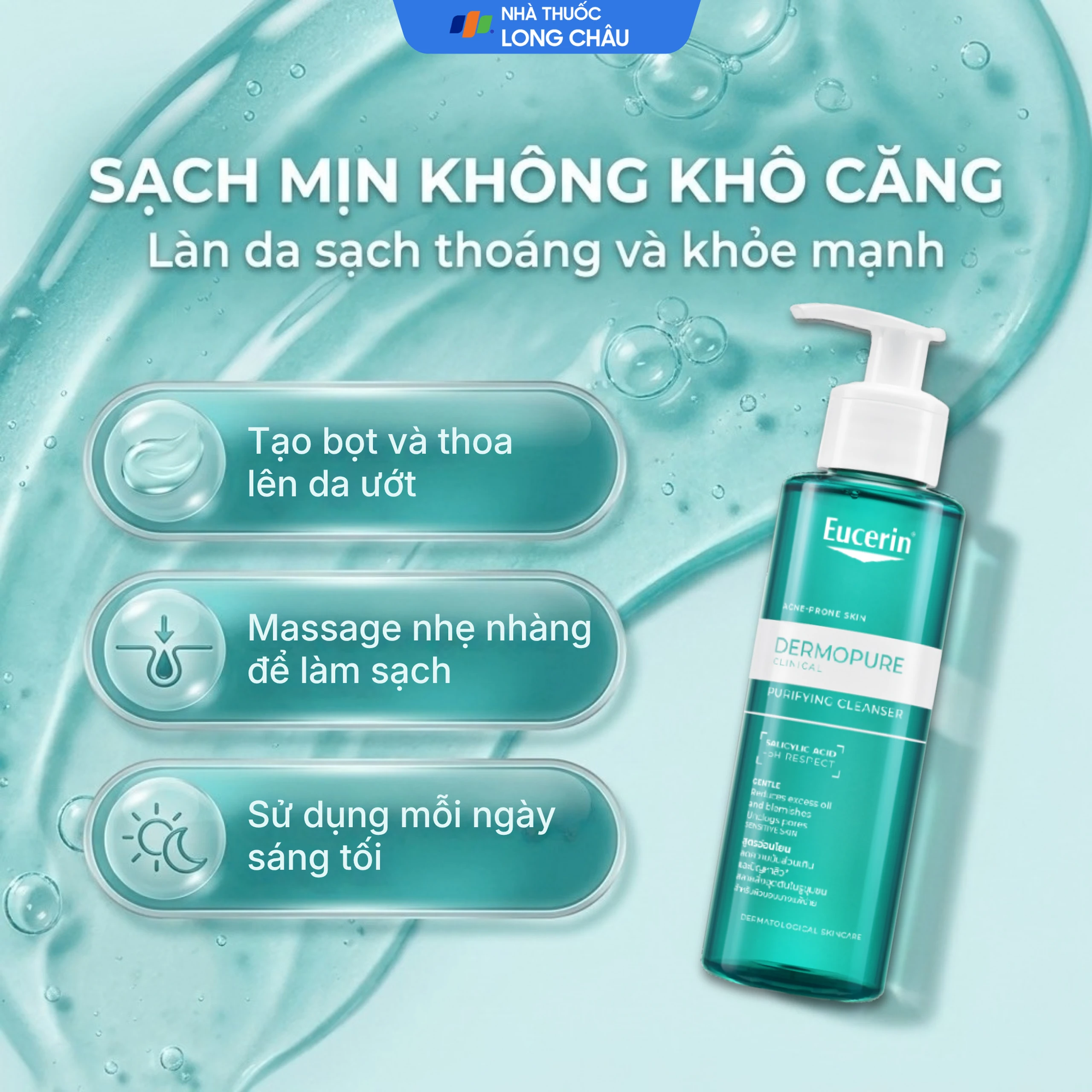 Gel rửa mặt Eucerin dermopure clinical purifying cleanser dành cho da nhờn, mụn (200ml) 5
