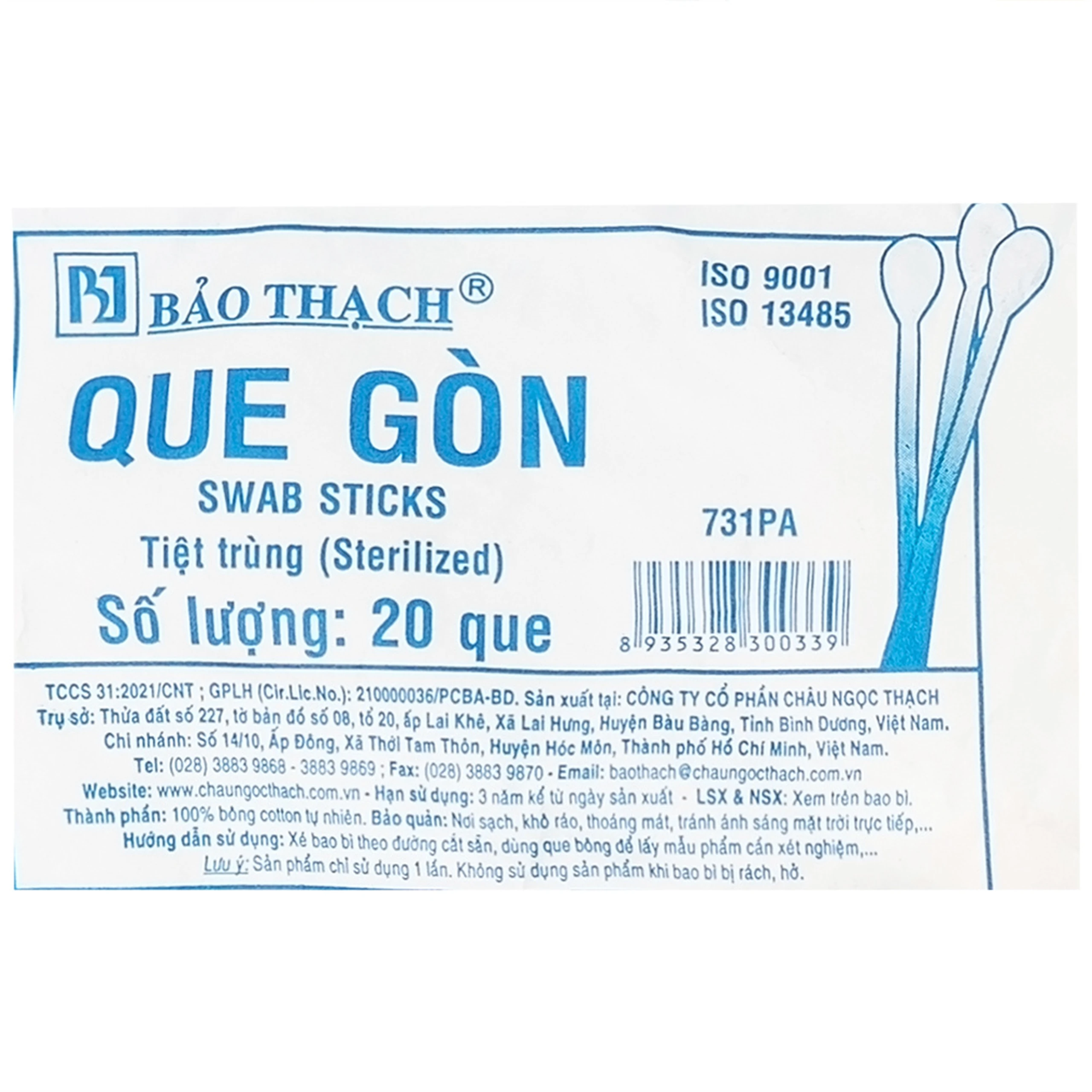 Que gòn Bảo Thạch (20 que) dùng rửa vết thương, lấy mẫu bệnh phẩm, làm sạch và bôi thuốc