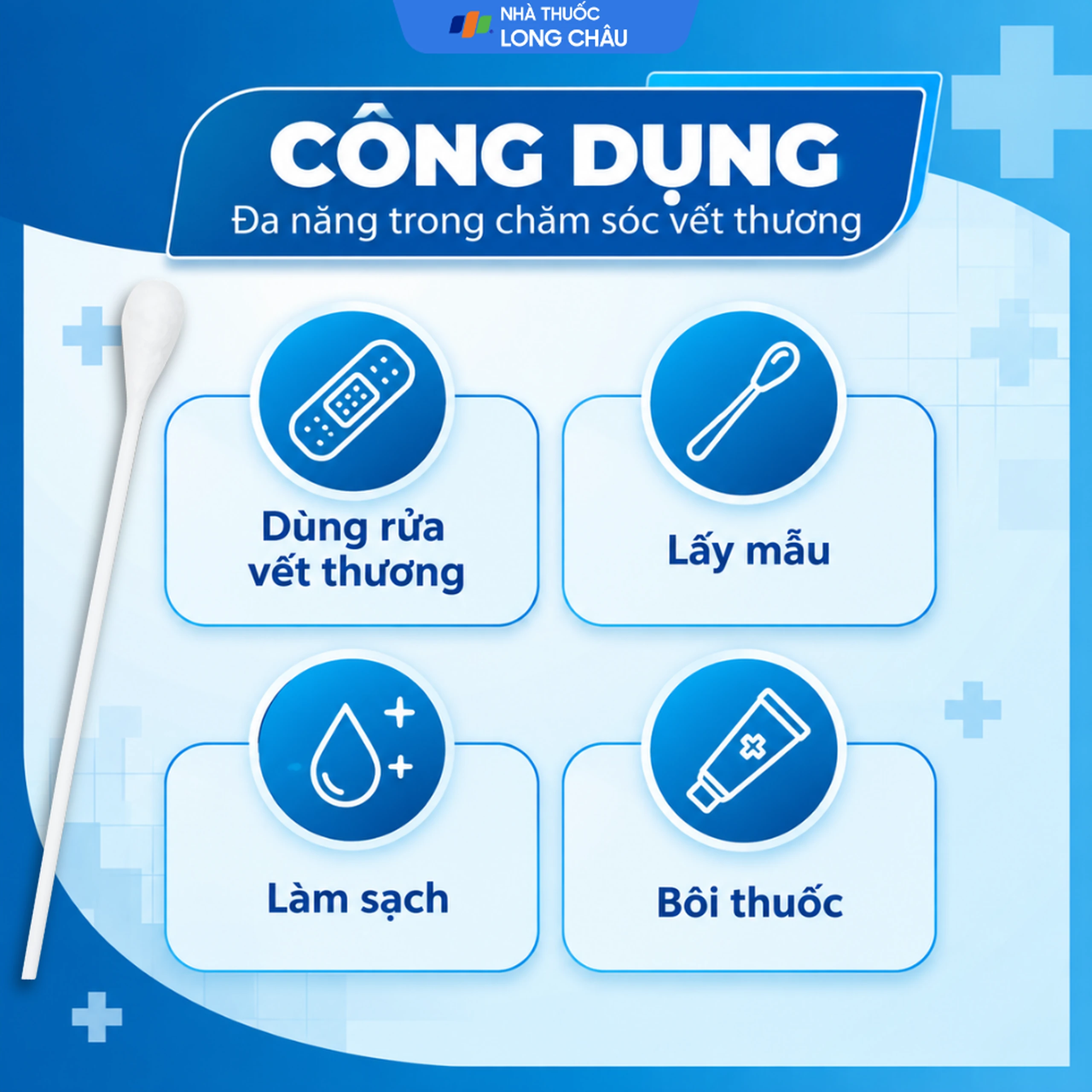 Que gòn Bảo Thạch (20 que) dùng rửa vết thương, lấy mẫu bệnh phẩm, làm sạch và bôi thuốc 5