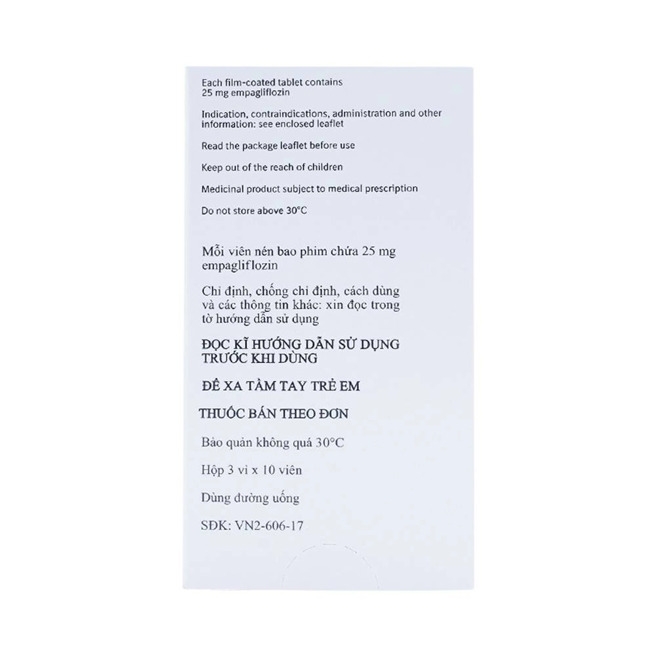 Viên nén Jardiance 25mg Boehringer điều trị đái tháo đường típ 2 (3 vỉ x 10 viên)