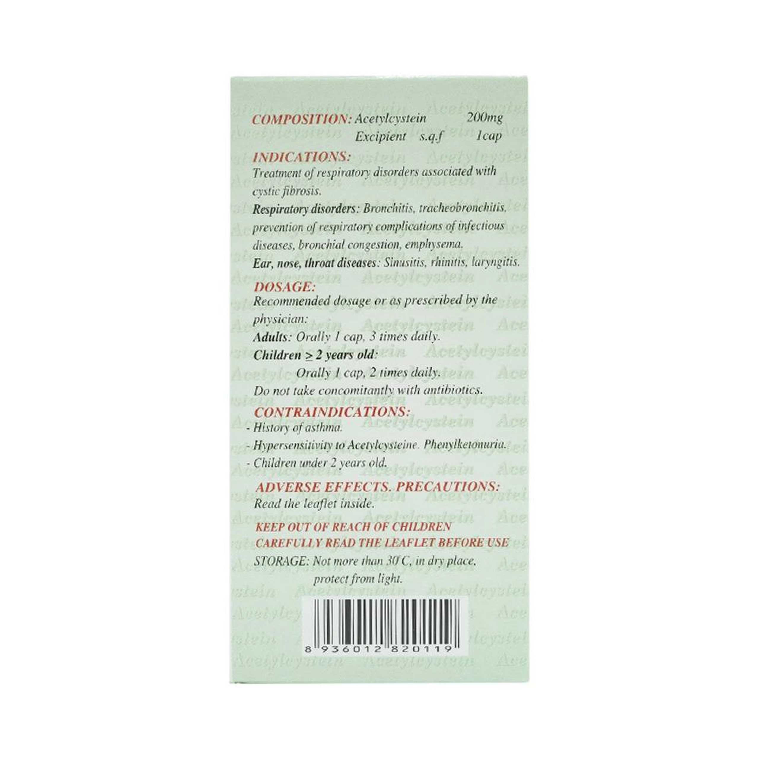 Thuốc Acetylcystein 200mg Nadyphar tiêu nhầy trong bệnh viêm phế quản, bệnh nhầy nhớt (10 vỉ x 10 viên)