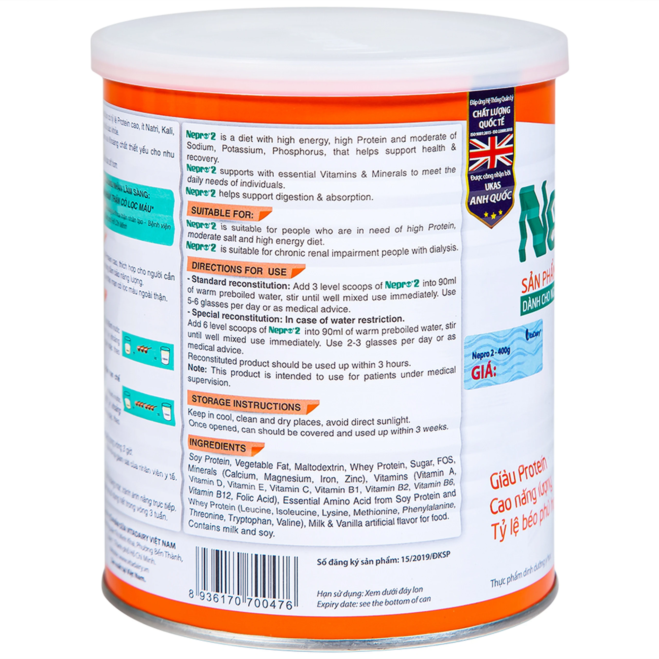 Sữa bổ sung dinh dưỡng giàu protein người bệnh thận Nepro 2 (400g)