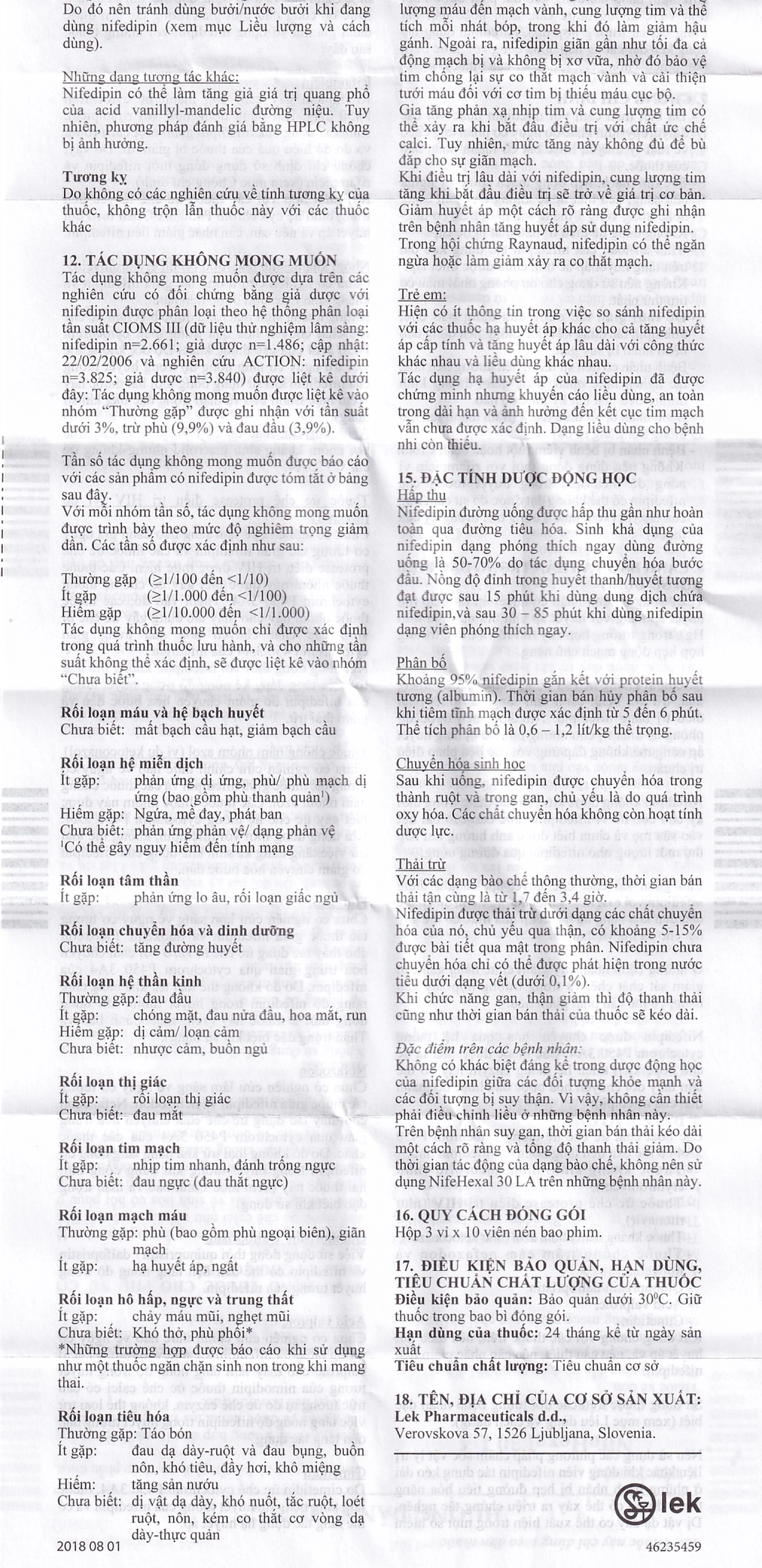 Viên nén NifeHexal 30 LA Sandoz điều trị tăng huyết áp (3 vỉ x 10 viên)