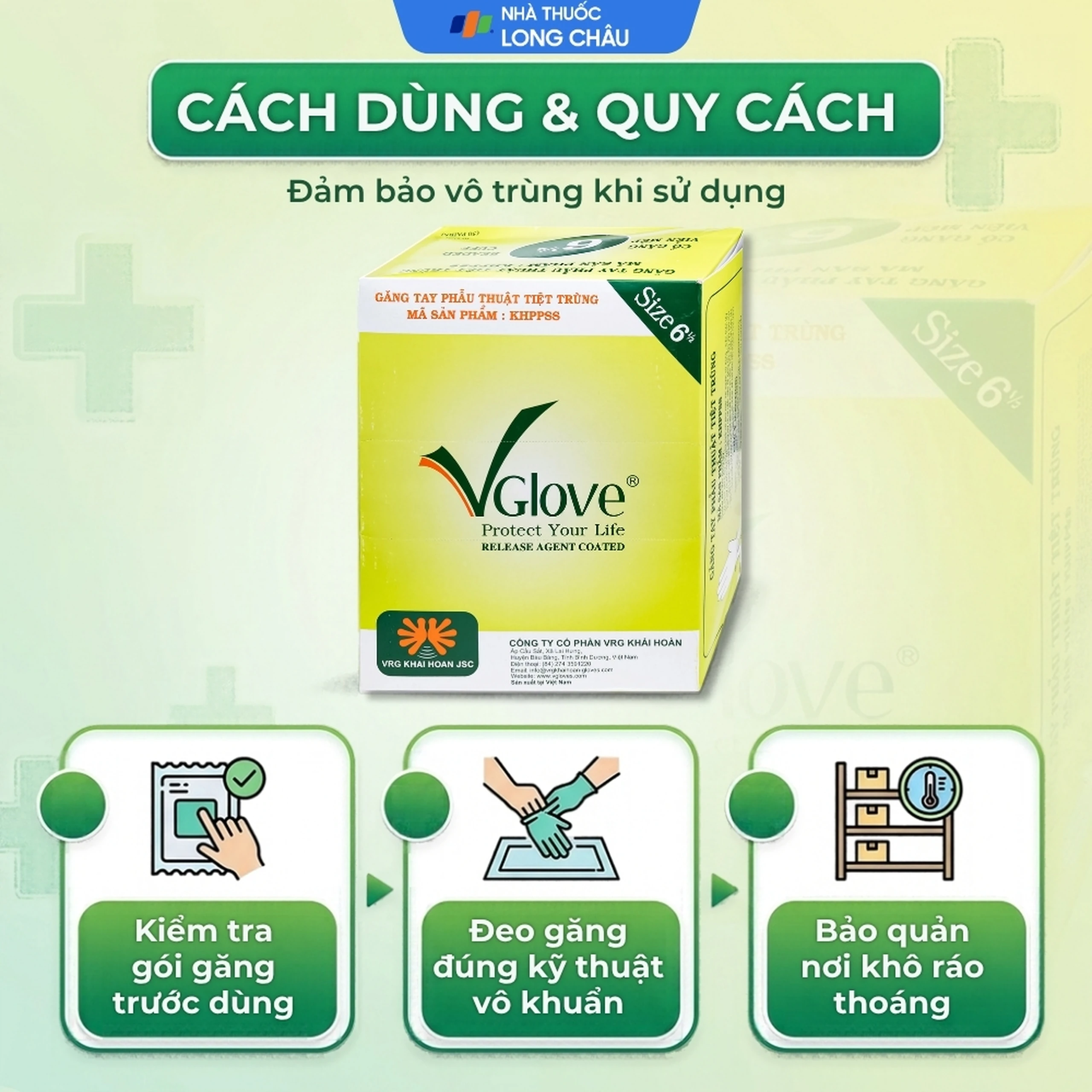 Găng tay phẫu thuật 6.5 Vglove dùng trong quá trình khám, chẩn đoán điều trị và phẫu thuật 5