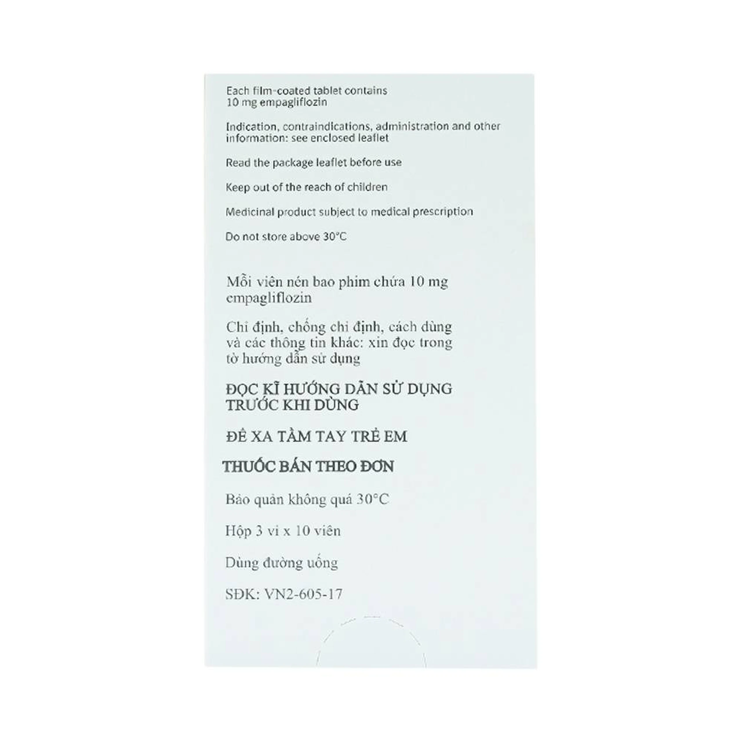 Viên nén Jardiance 10mg Boehringer điều trị đái tháo đường típ 2, suy tim, bệnh thận mạn tính (3 vỉ x 10 viên)