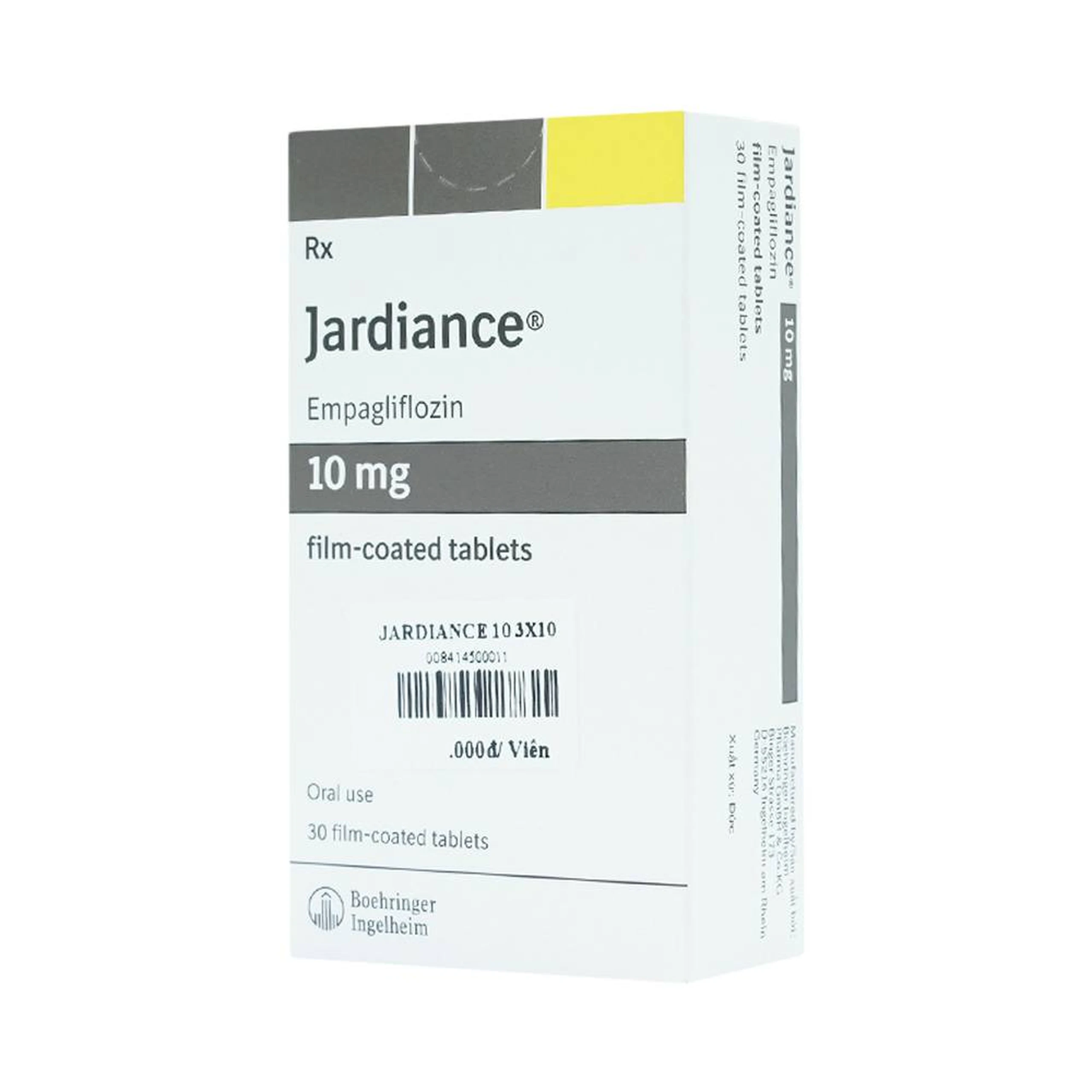 Viên nén Jardiance 10mg Boehringer điều trị đái tháo đường típ 2, suy tim, bệnh thận mạn tính (3 vỉ x 10 viên)