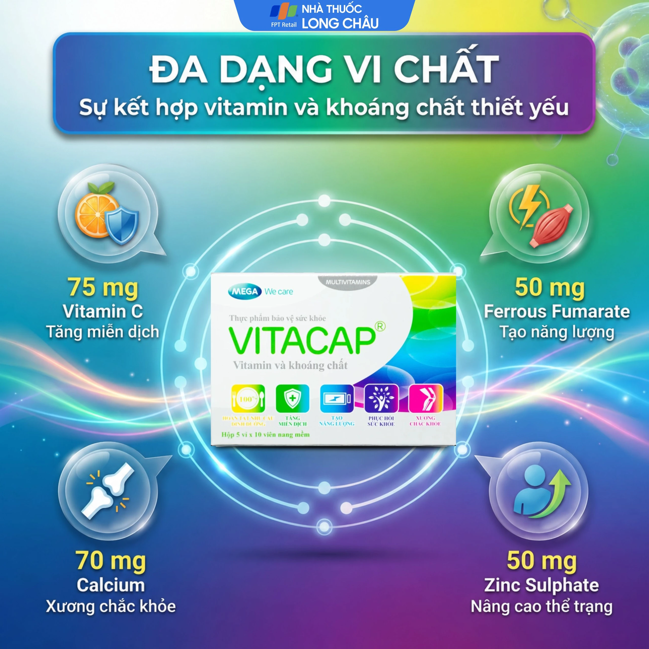 Viên uống Vitacap Mega We Care bổ sung Vitamin và khoáng chất cho cơ thể (5 vỉ x 10 viên) 3