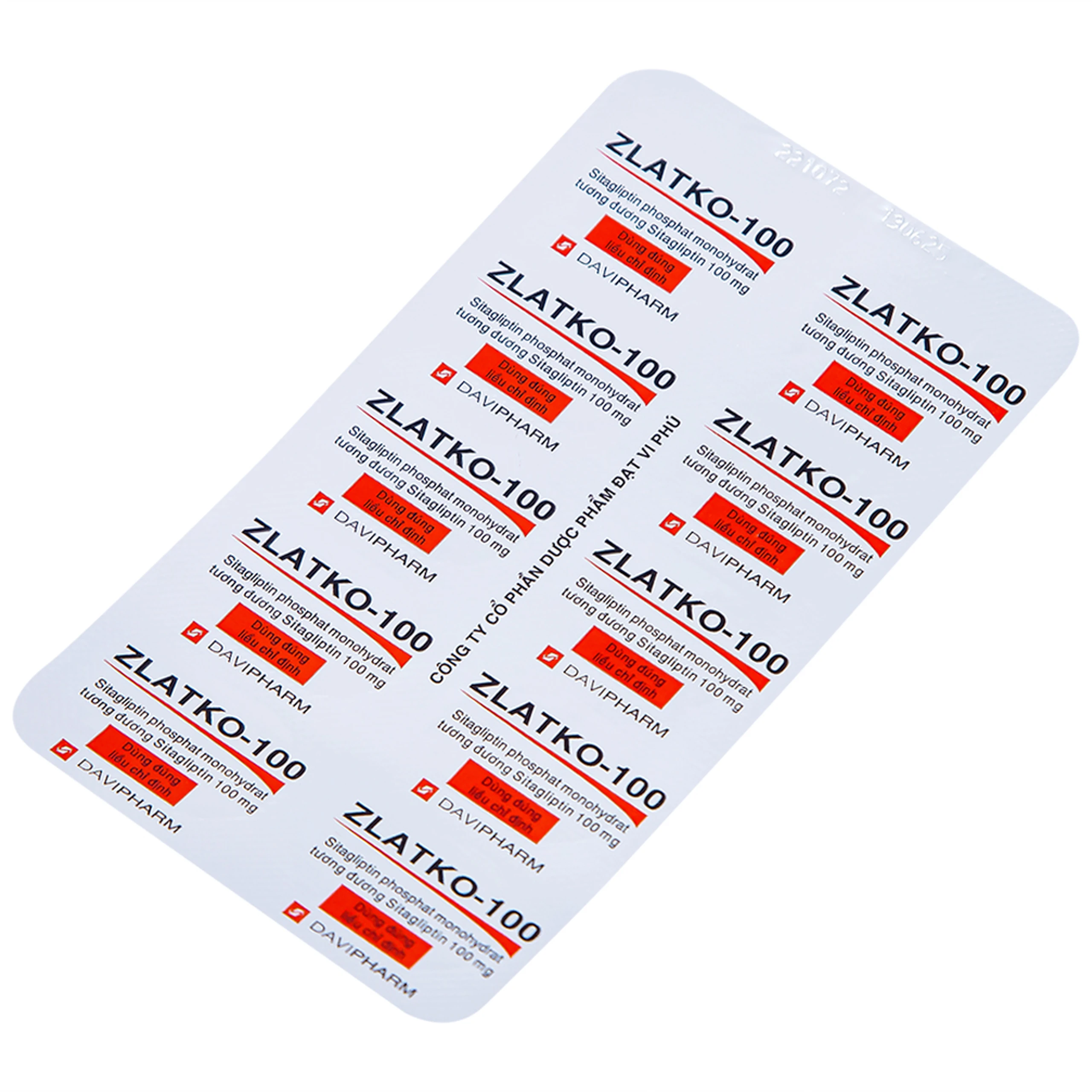 Thuốc Zlatko-100 DaviPharm điều trị đái tháo đường típ 2 (3 vỉ x 10 viên)