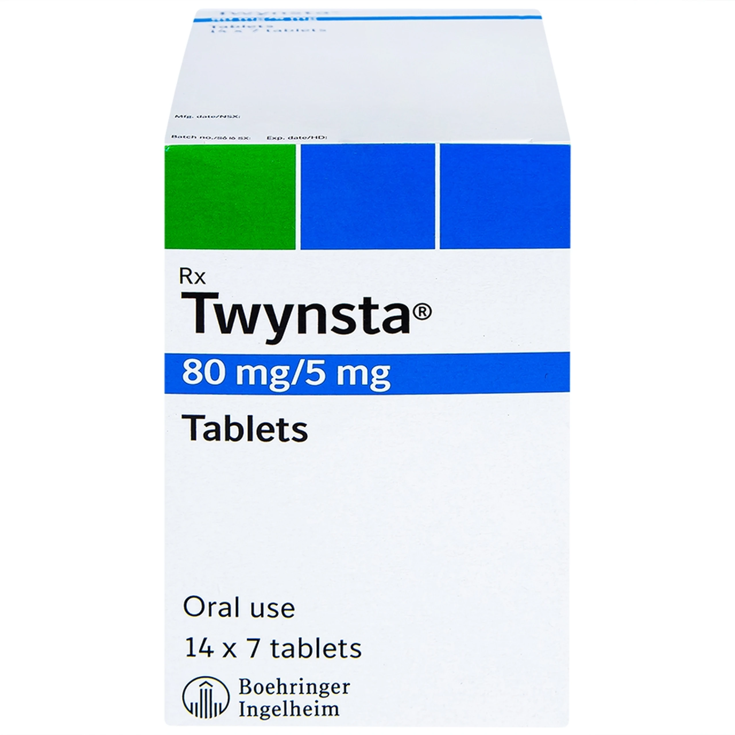 Thuốc Twynsta 80mg/5mg Boehringer điều trị tăng huyết áp vô căn (14 vỉ x 7 viên)