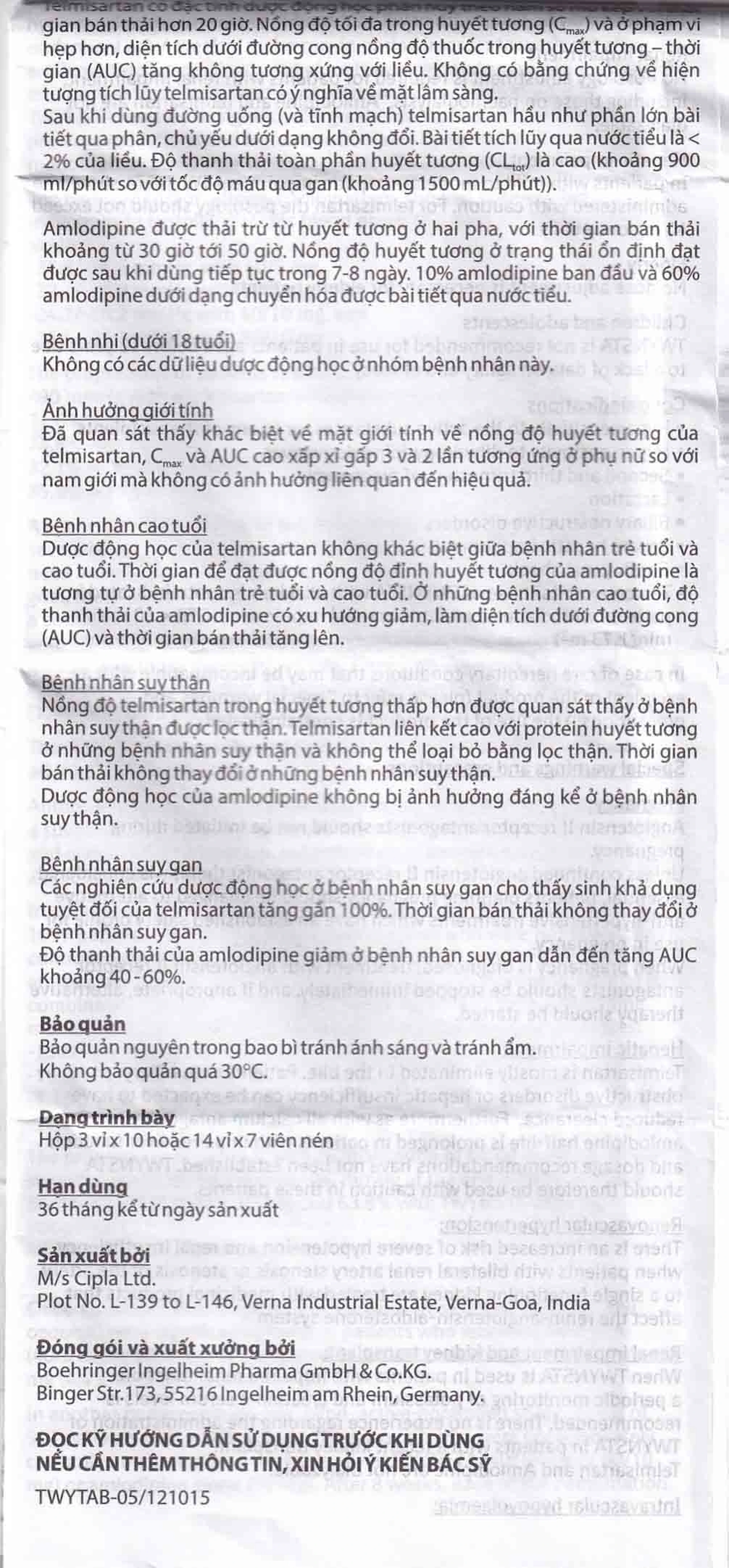 Thuốc Twynsta 80mg/5mg Boehringer điều trị tăng huyết áp vô căn (14 vỉ x 7 viên)