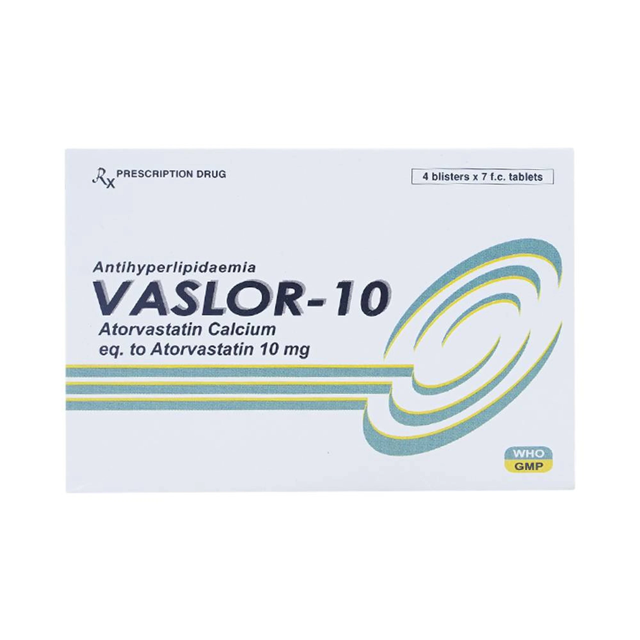Thuốc Vaslor 10 Davi Pharm giảm cholesterol và triglycerid trong máu (4 vỉ x 7 viên)