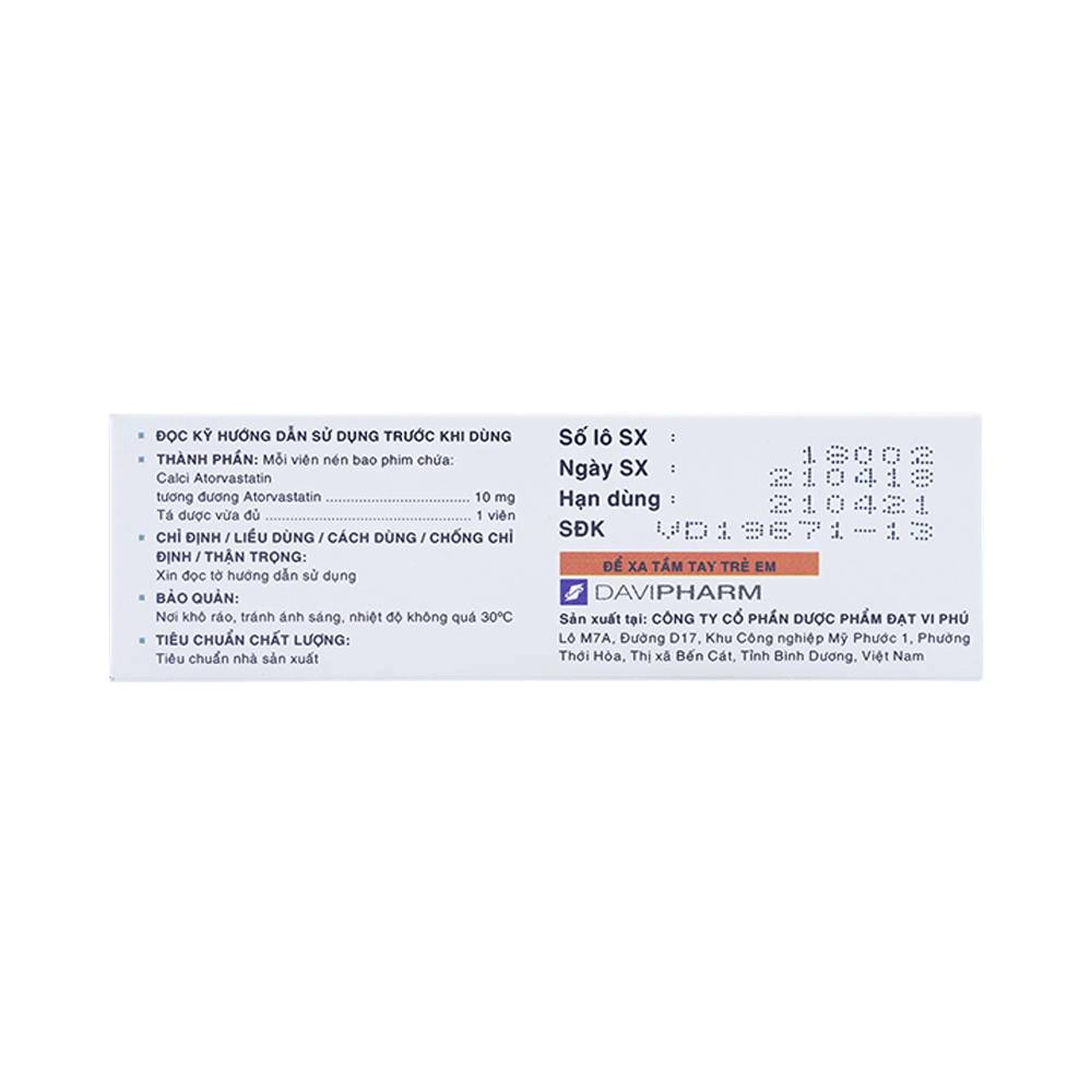 Thuốc Vaslor 10 Davi Pharm giảm cholesterol và triglycerid trong máu (4 vỉ x 7 viên)