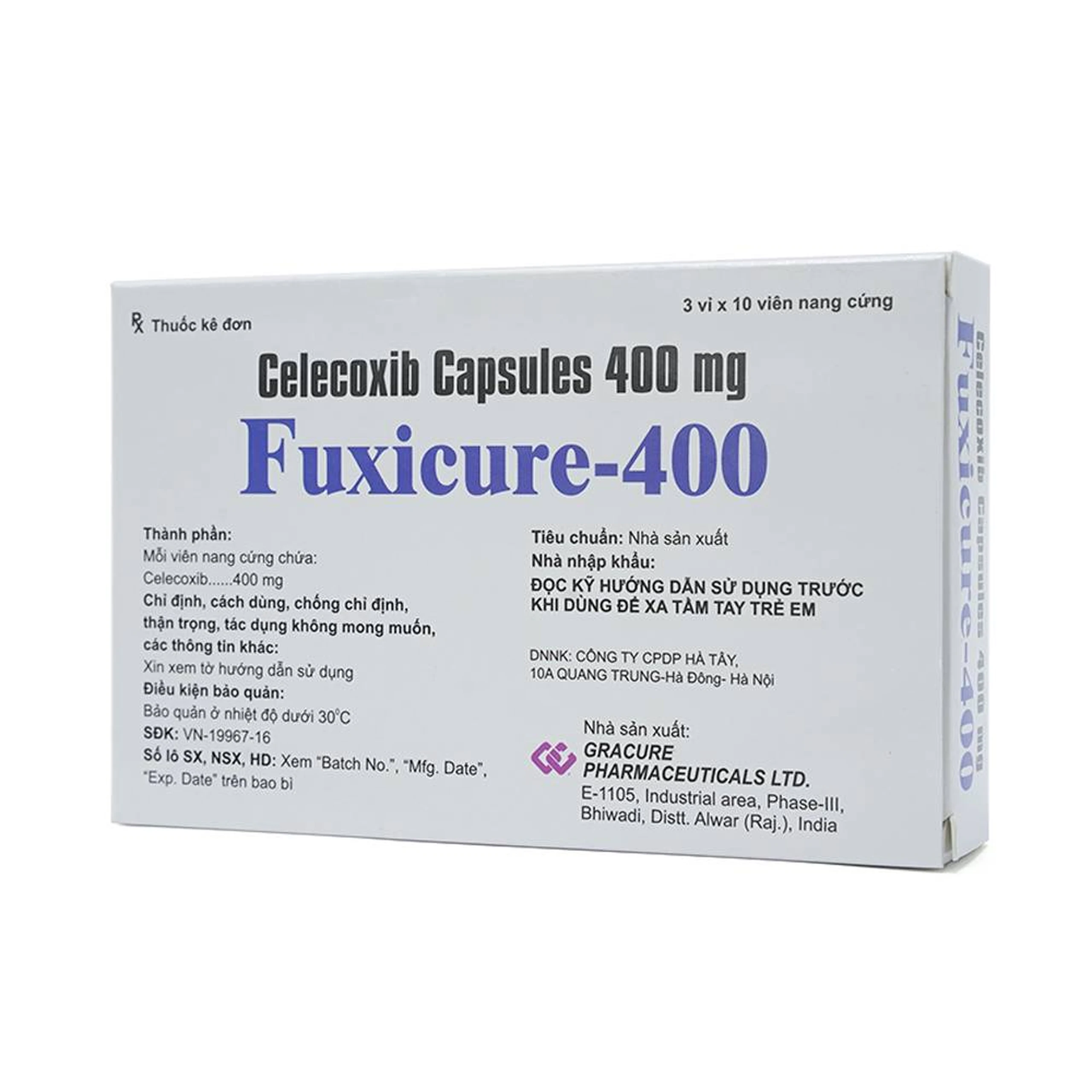 Thuốc Fuxicure-400 Gracure điều trị thoái hóa khớp (3 vỉ x 10 viên)