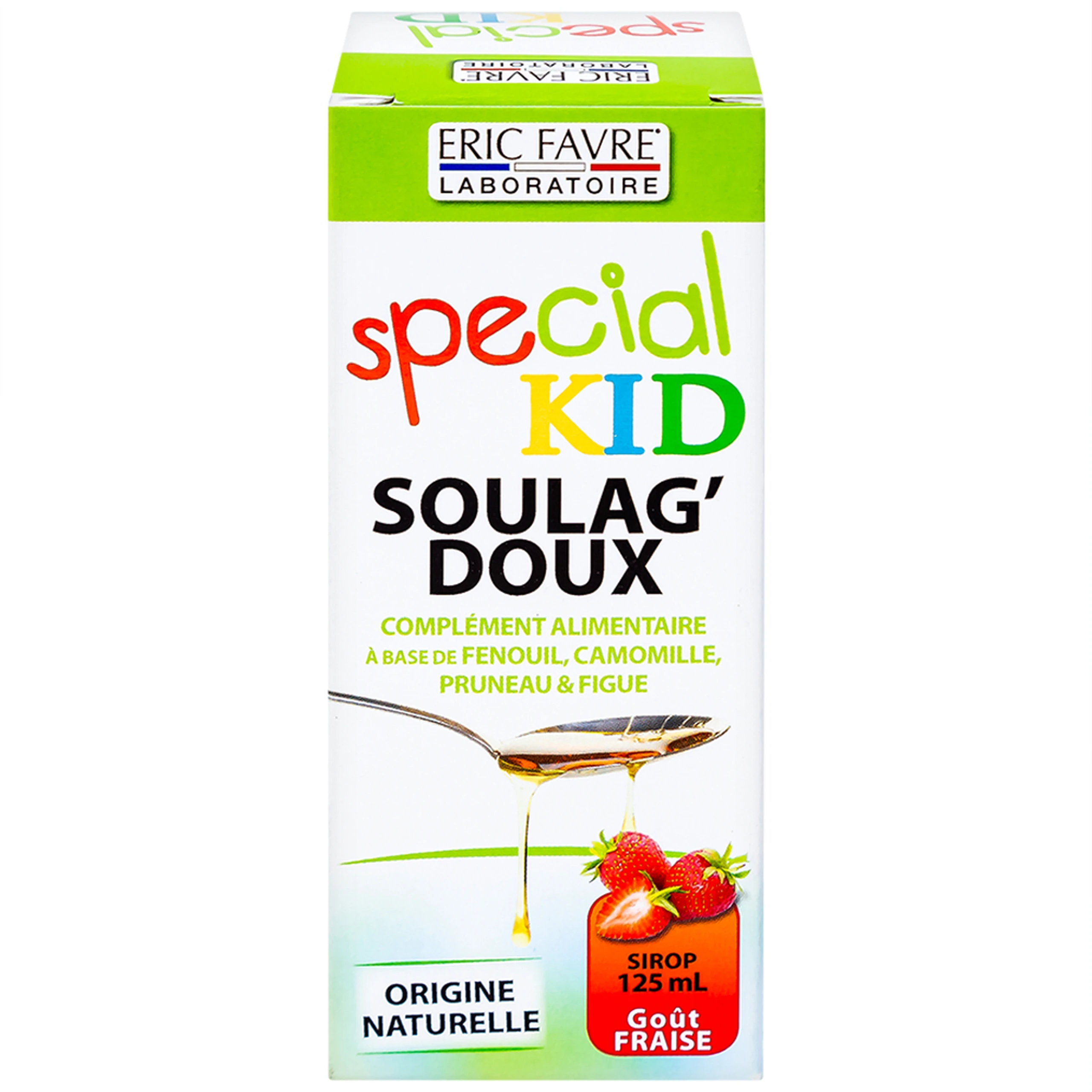 Siro hỗ trợ nhuận tràng, kích thích tiêu hóa, giảm táo bón cho trẻ Special Kid Soulag'Doux hương dâu (125ml)