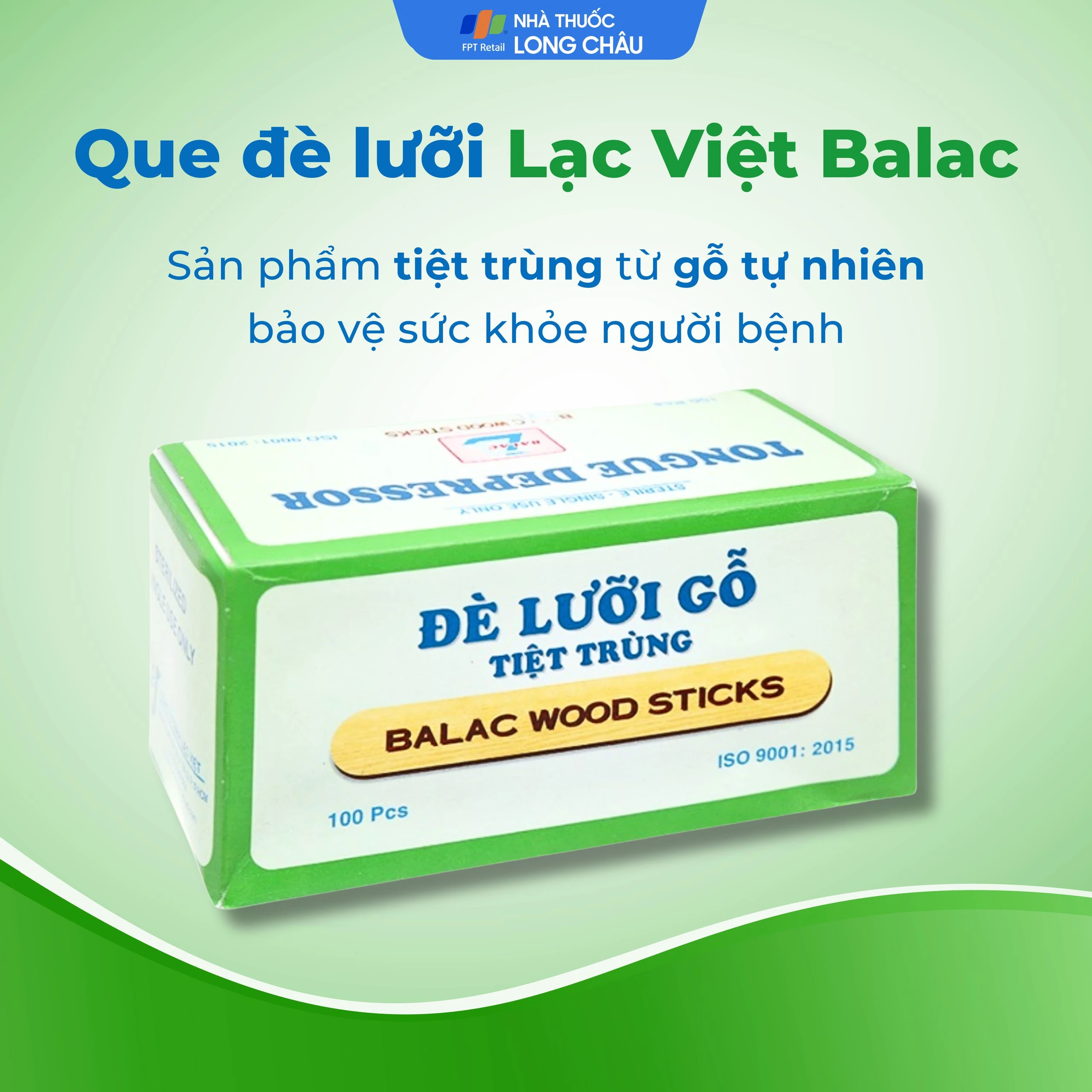 Dụng cụ đè lưỡi gỗ tiệt trùng Lạc Việt xanh lá Balac (100 cái) 2