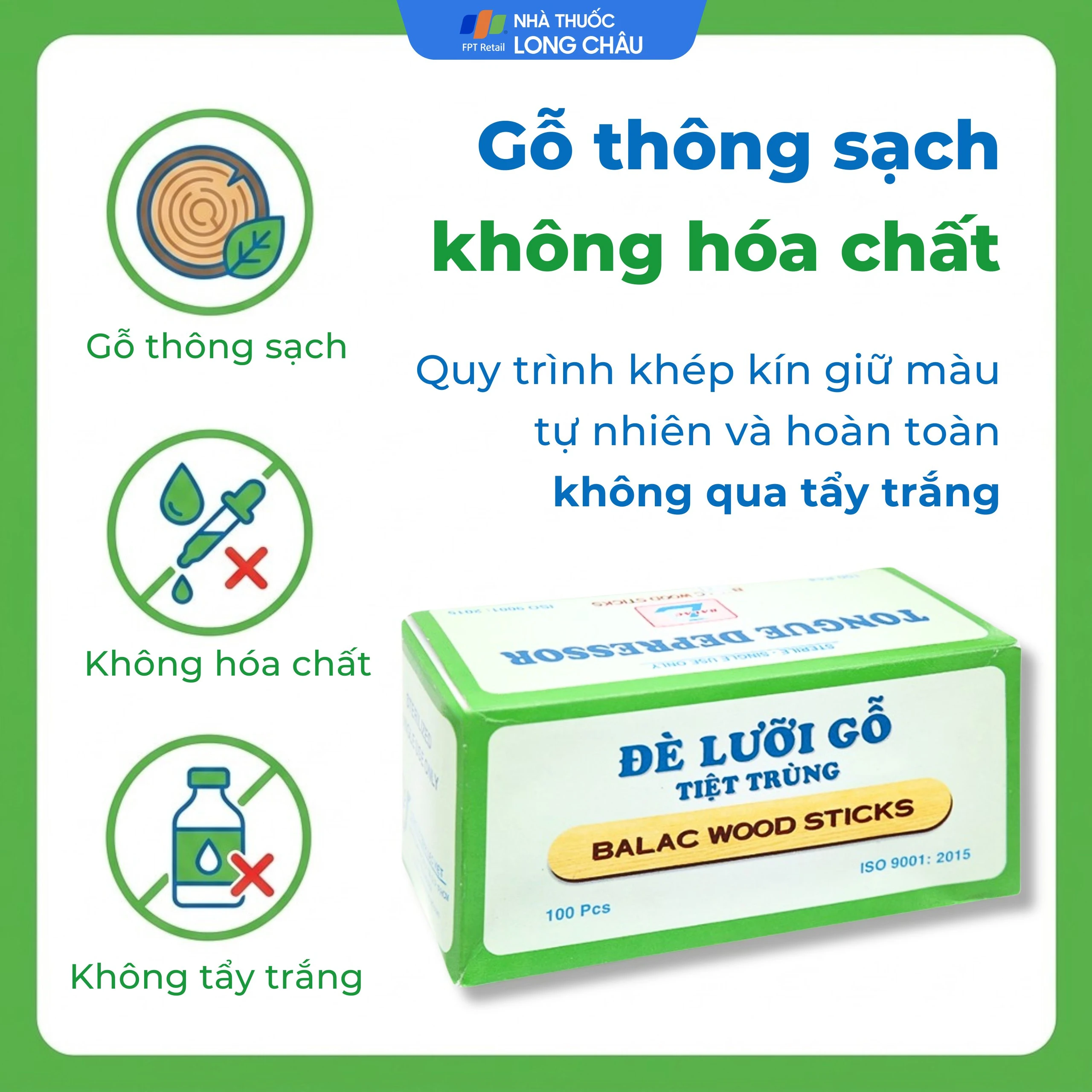 Dụng cụ đè lưỡi gỗ tiệt trùng Lạc Việt xanh lá Balac (100 cái) 5