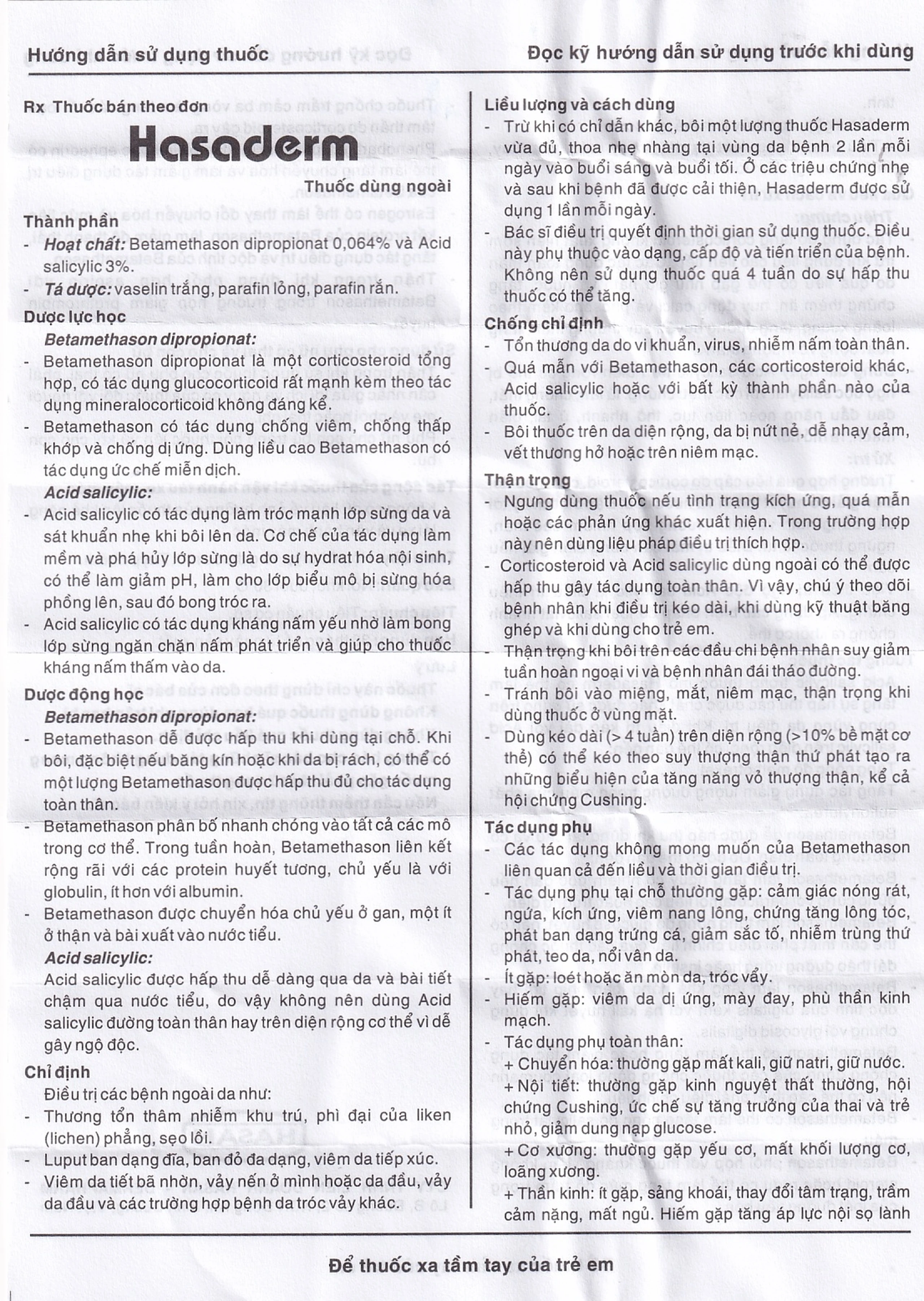 Thuốc mỡ Hasaderm Hasan điều trị liken phẳng, viêm da tiết bã nhờn (10g)