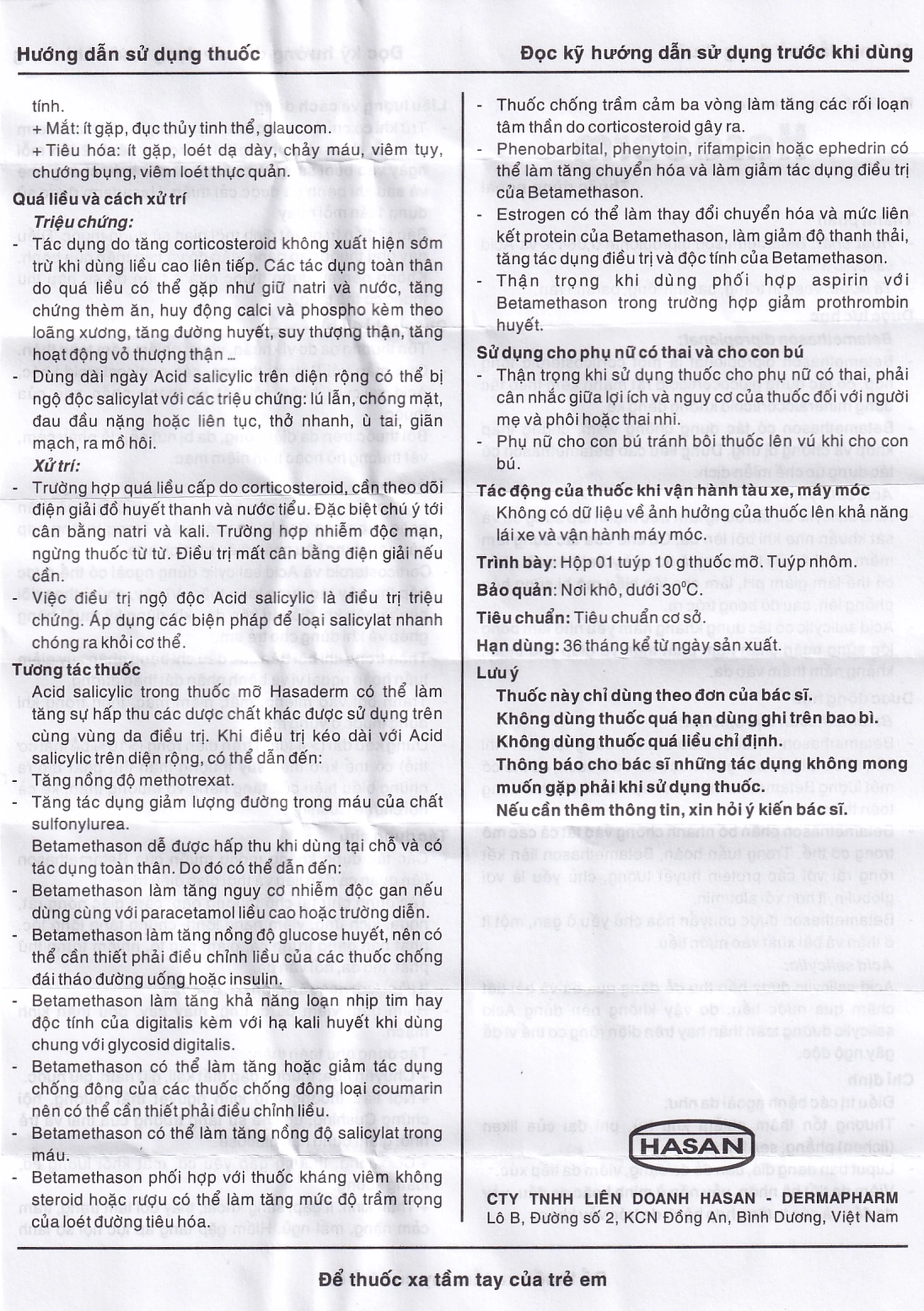 Thuốc mỡ Hasaderm Hasan điều trị liken phẳng, viêm da tiết bã nhờn (10g)