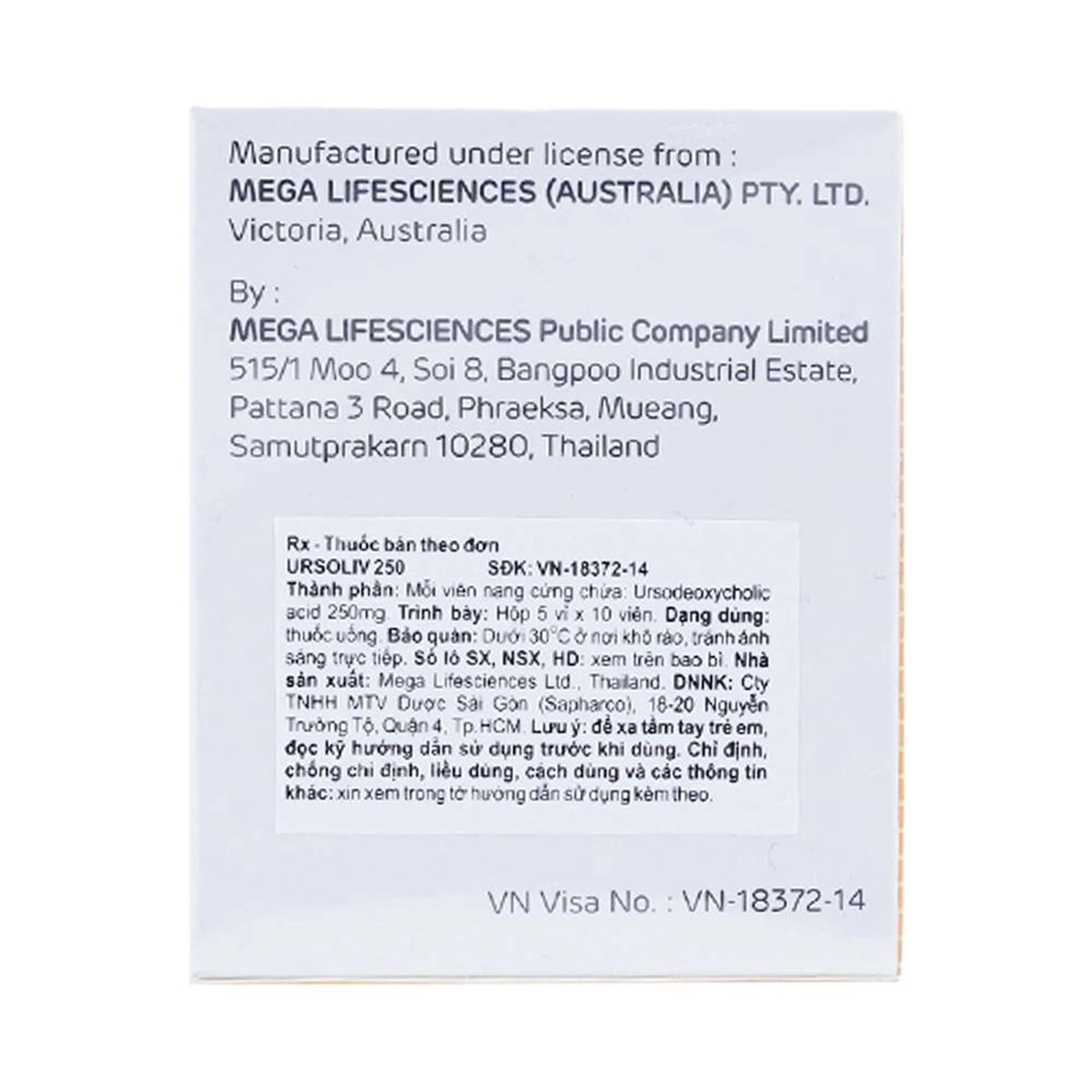 Thuốc Ursoliv 250 MEGA We care điều trị làm tan sỏi mật (5 vỉ x 10 viên)