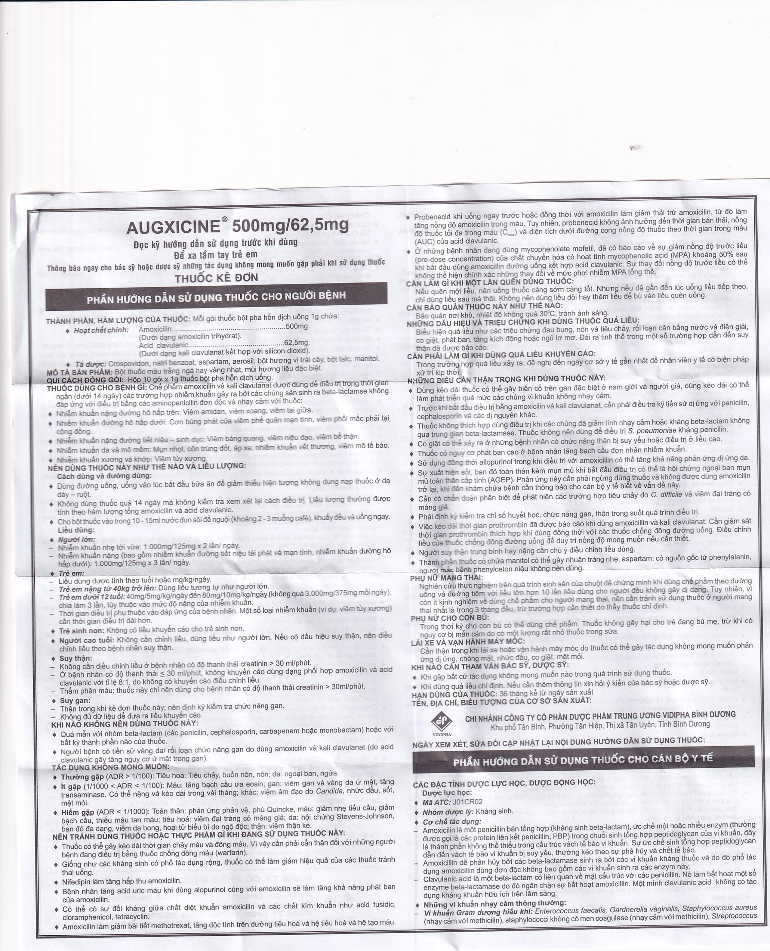 Thuốc Augxicine 500mg/62.5mg Jersey điều trị viêm amidan, viêm xoang (10 gói x 1000mg)
