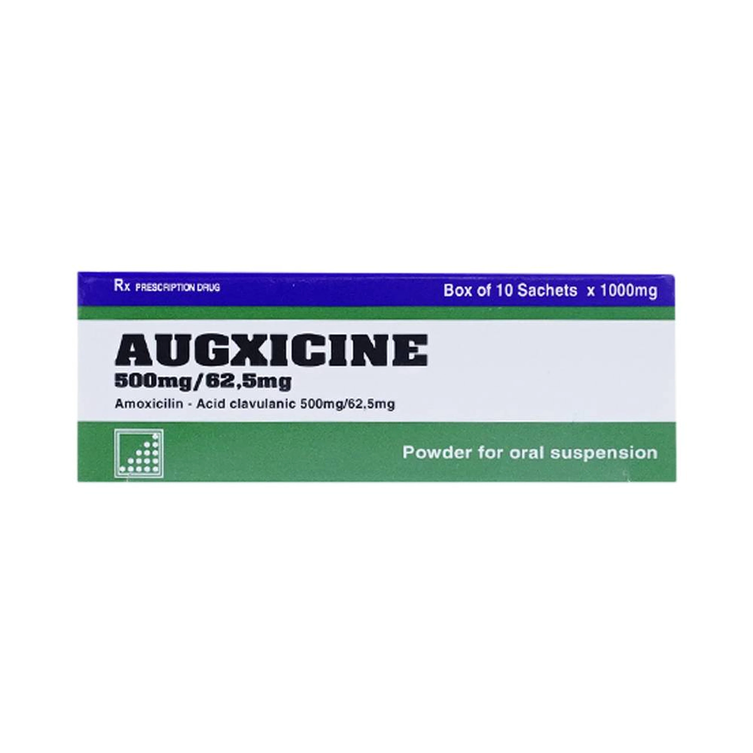 Thuốc Augxicine 500mg/62.5mg Jersey điều trị viêm amidan, viêm xoang (10 gói x 1000mg)