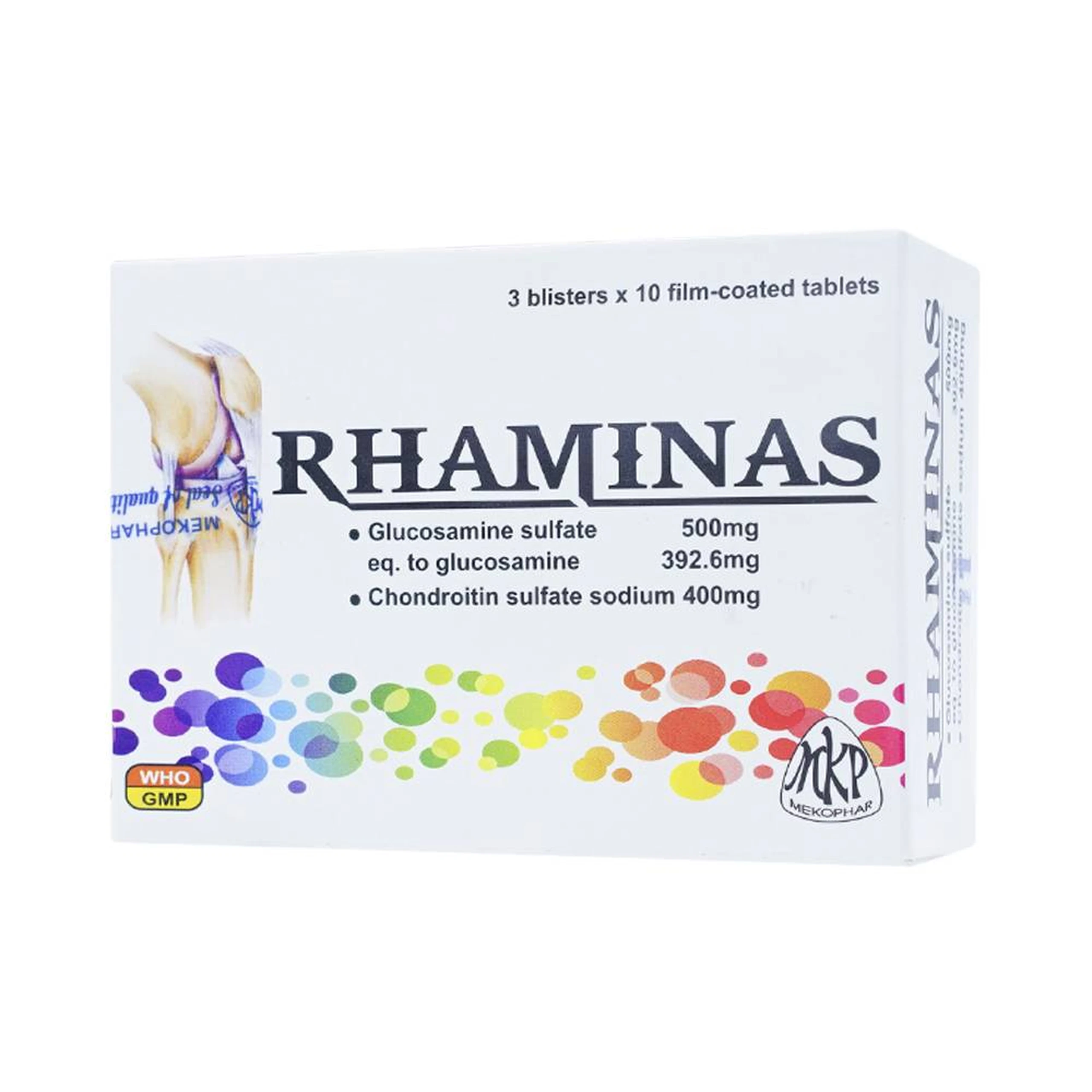Thuốc Rhaminas Mekophar giảm thoái hóa khớp gối nhẹ, trung bình (3 vỉ x 10 viên)