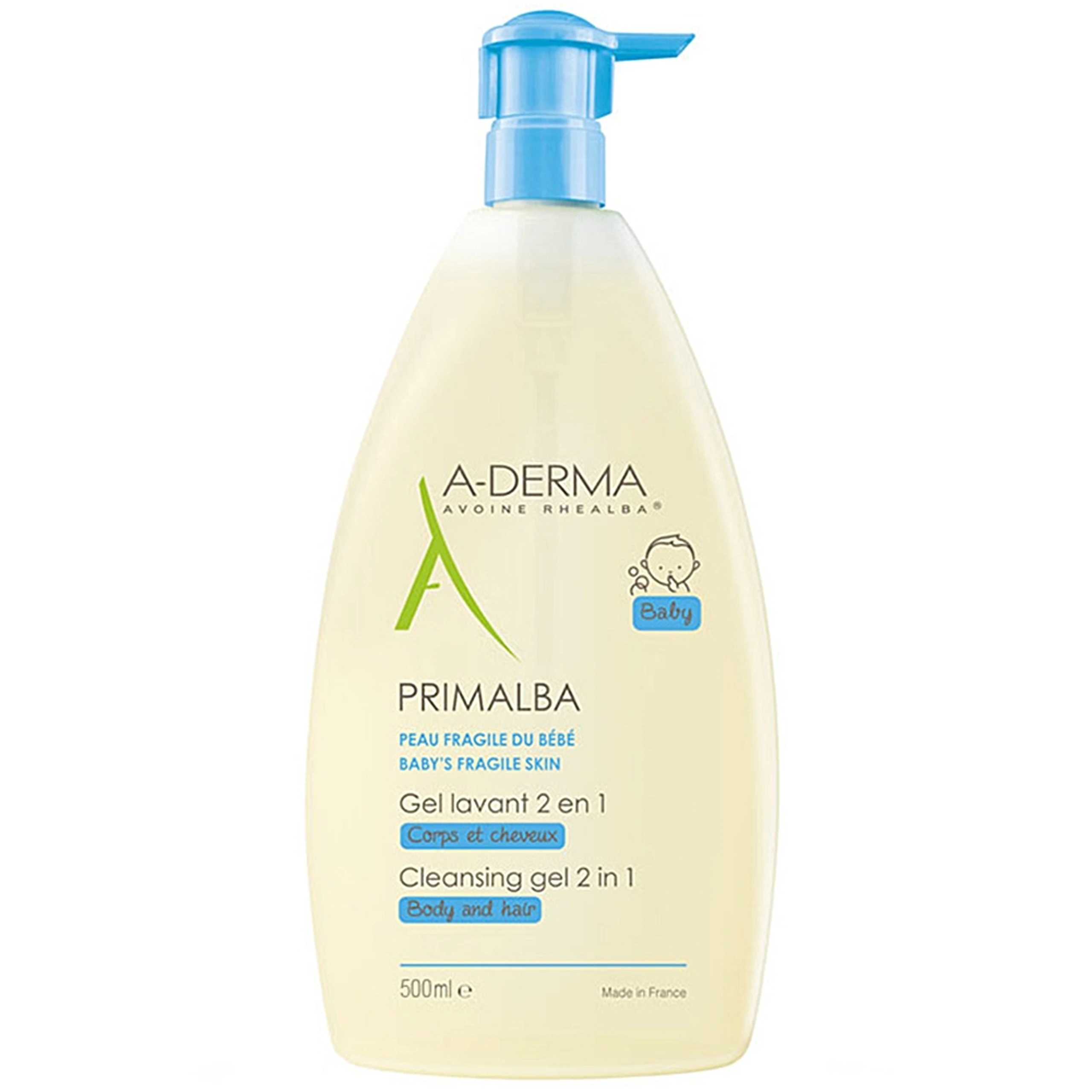 Sữa tắm gội dịu nhẹ cho tóc và cơ thể em bé A-Derma Premalba Cleansing Gel 2 IN 1 (500ml)