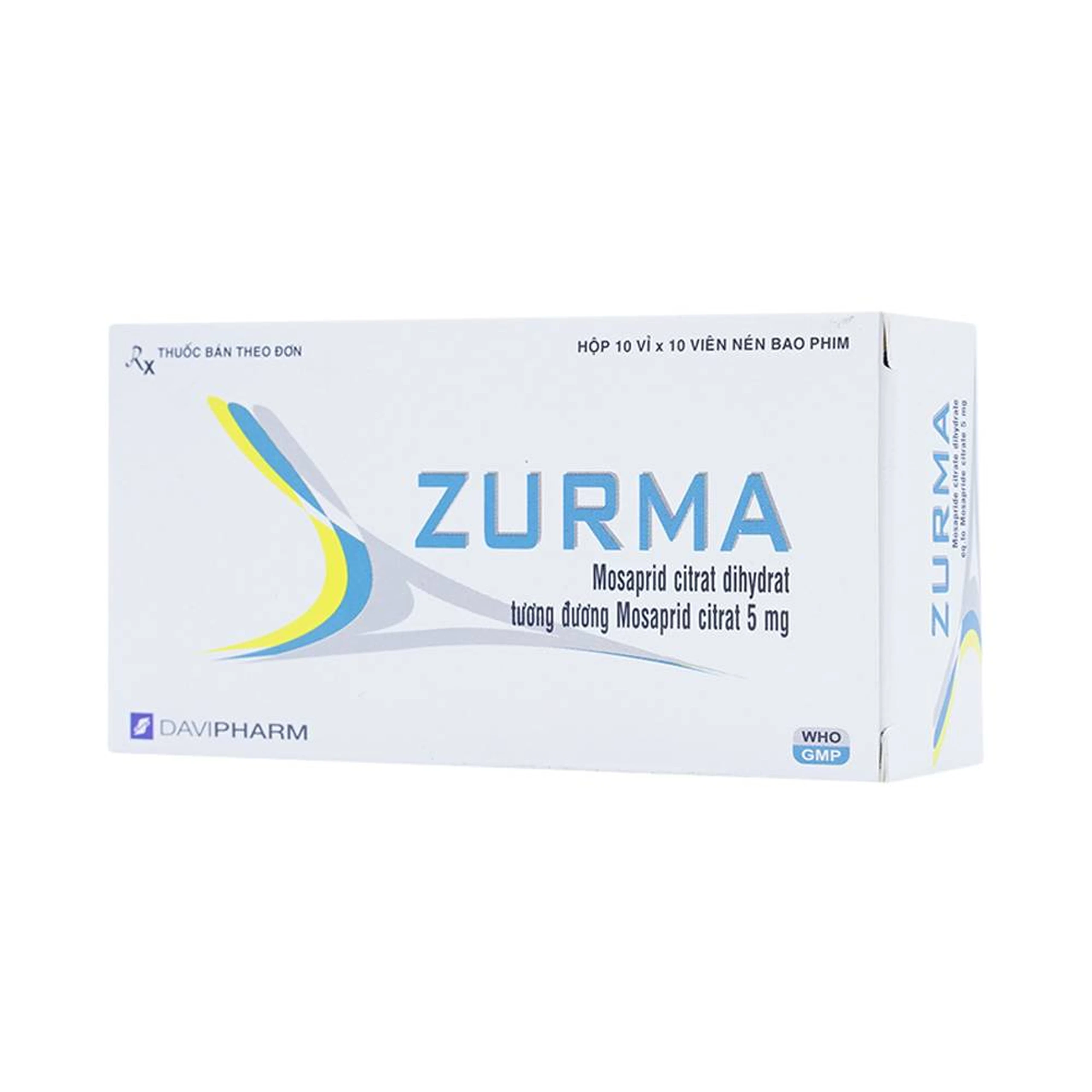 Thuốc Zurma 5mg DaviPharm điều trị các triệu chứng dạ dày, ruột (10 vỉ x 10 viên)