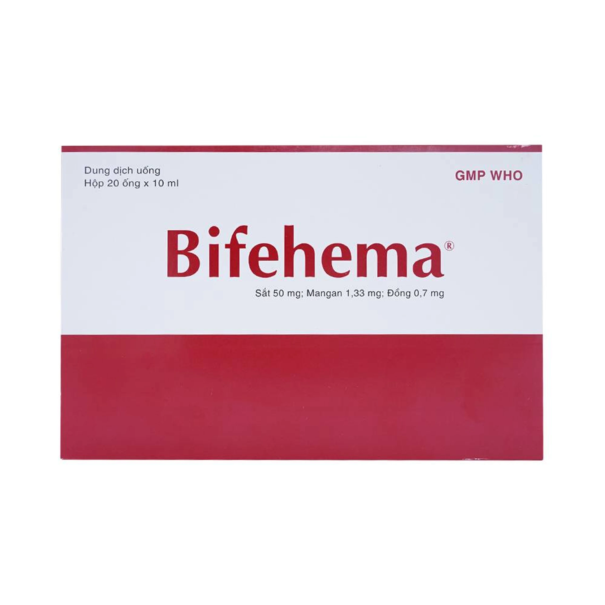 Dung dịch Bifehema Bidiphar điều trị thiếu máu do thiếu sắt (20 ống x 10ml) 1