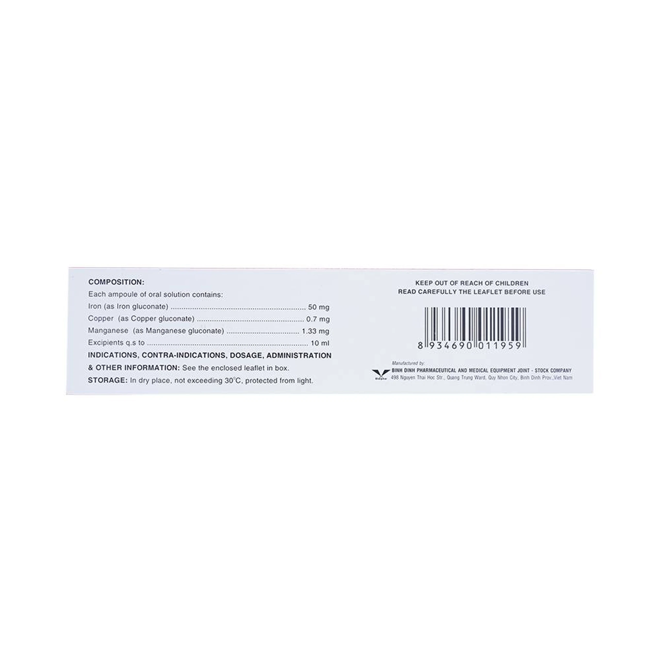 Dung dịch Bifehema Bidiphar điều trị thiếu máu do thiếu sắt (20 ống x 10ml) 4